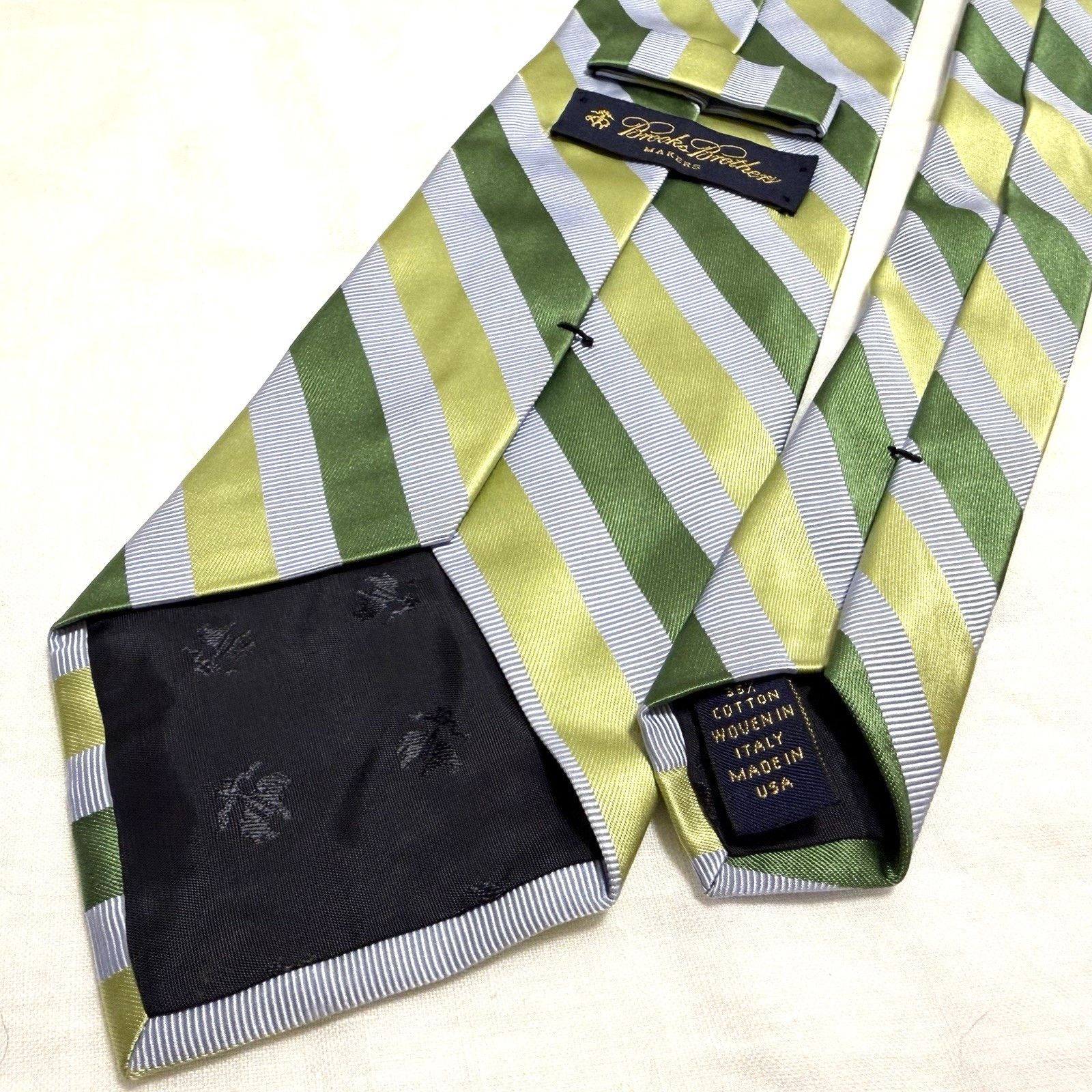 Brooks Brothers Brooks Brothers Makers Green/Blue Stripe Silkblend Tie 2000s Size ONE SIZE - 4 Thumbnail