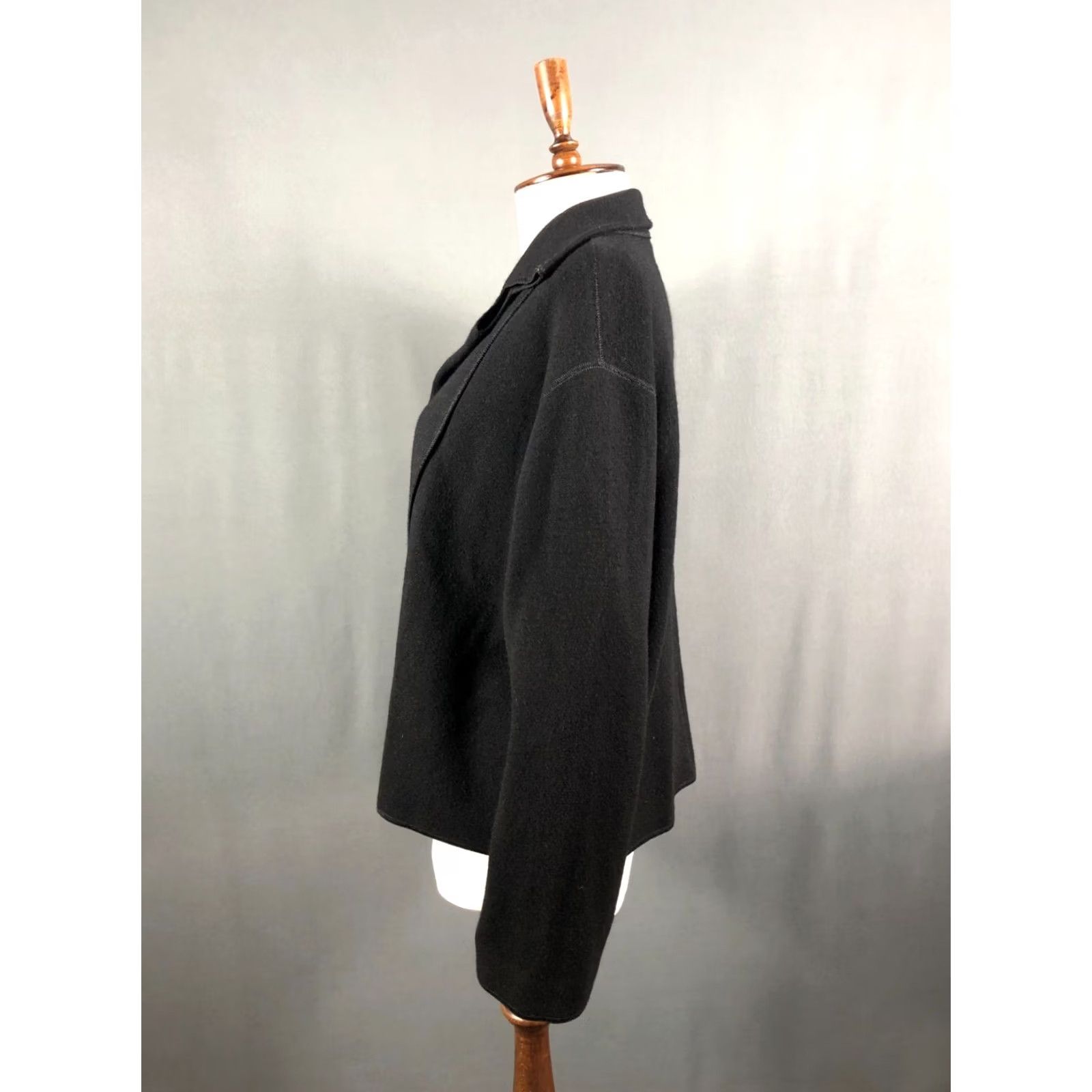 Vintage Annette Görtz Blazer Jacket Women Black Lagenlook Wool Blend Buttonless Open Size ONE SIZE - 2 Thumbnail