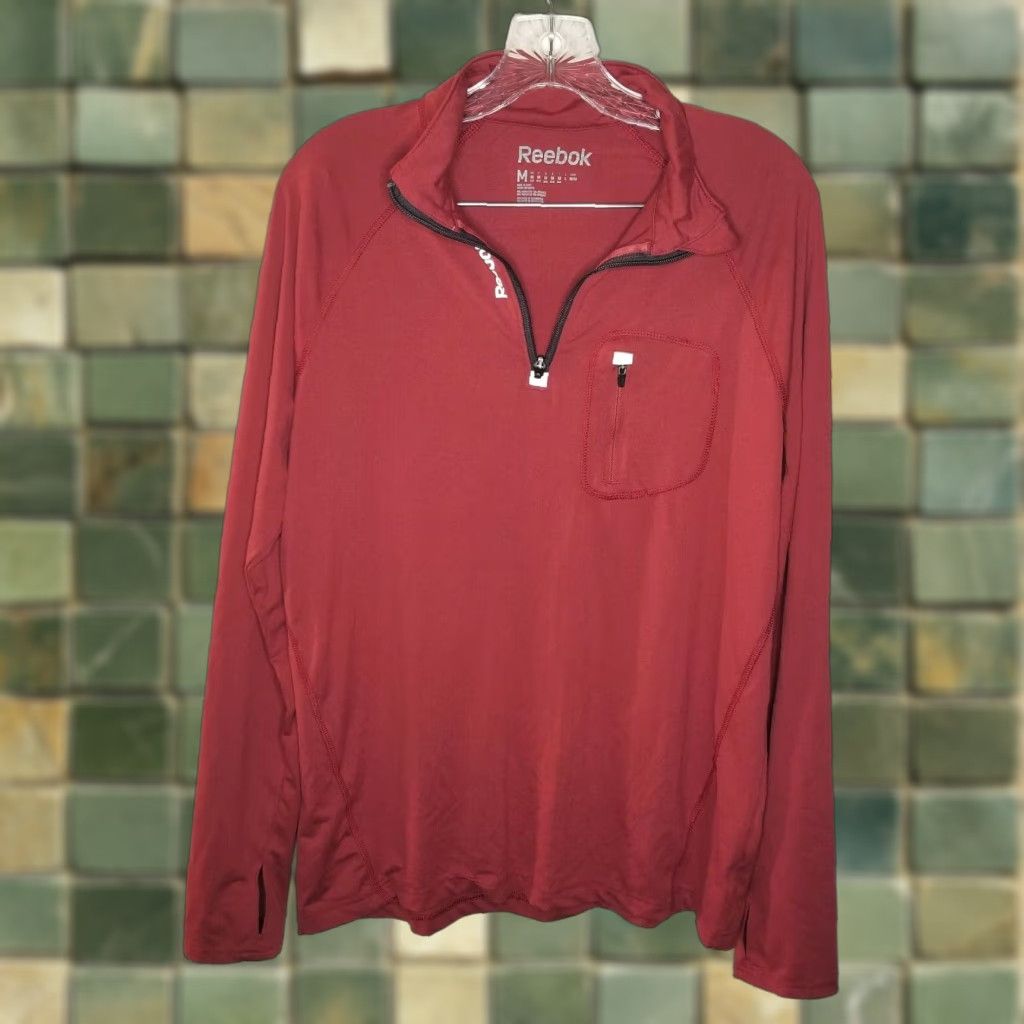 Reebok REEBOK Athletic Long Sleeve Quarter Zip Shirt Mens Medium Red Size US M / EU 48-50 / 2 - 1 Thumbnail