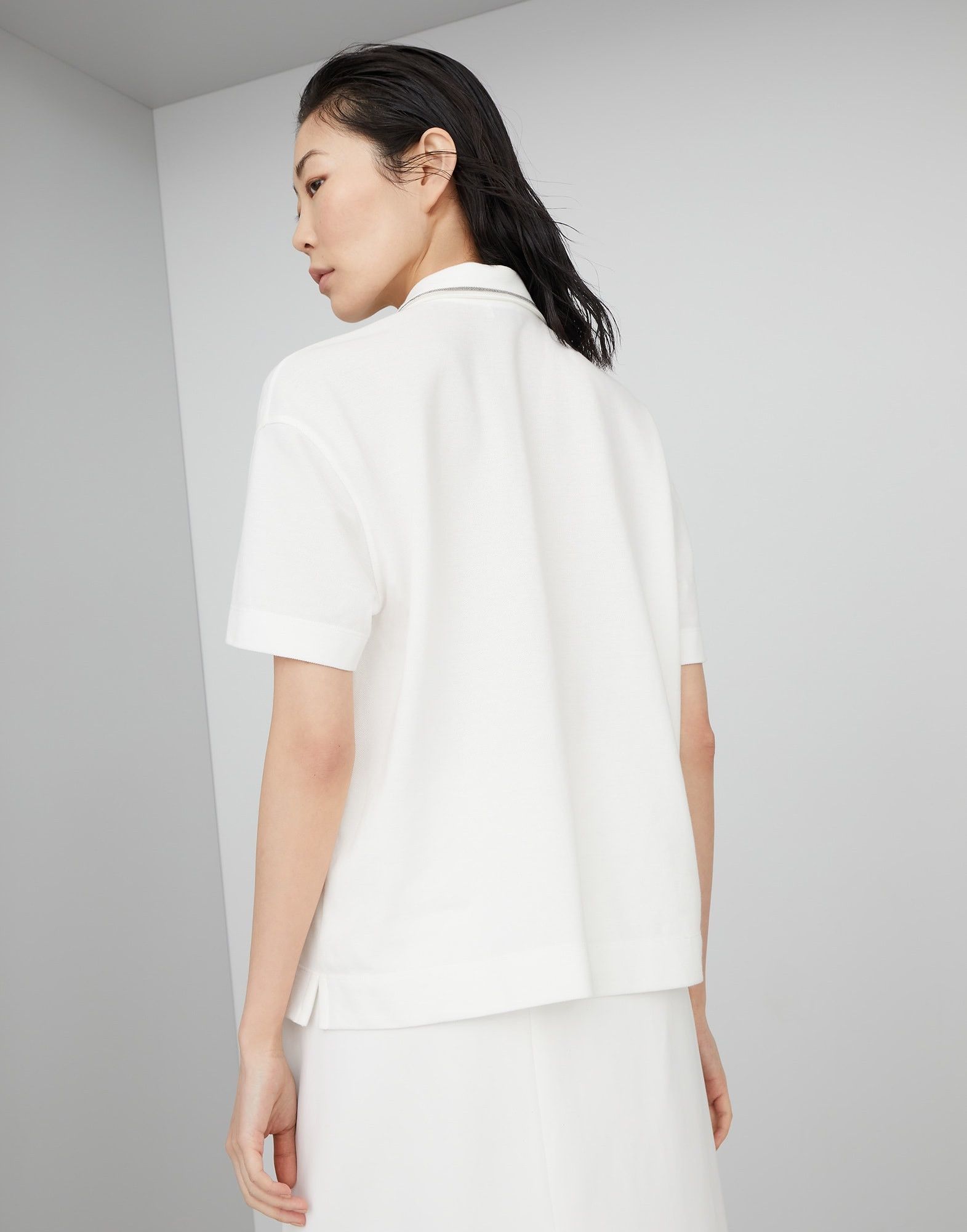 Brunello Cucinelli o1w1db10825 Polo T-Shirt in Open White Size XL / US 12-14 / IT 48-50 - 2 Thumbnail