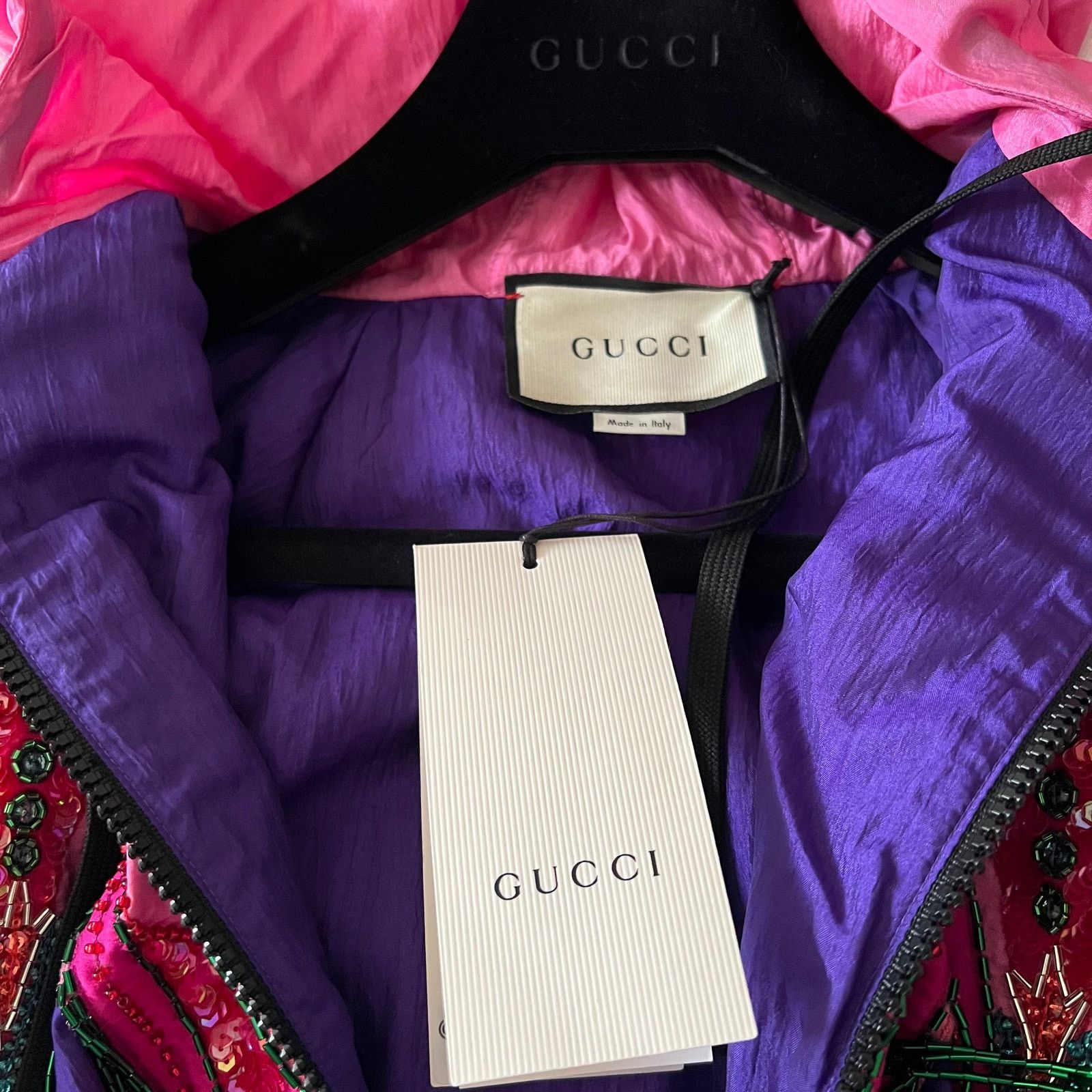 Gucci GUCCI Embellished Printed Hood Bomber Jacket, XS SRP: $7800 Size XS / US 0-2 / IT 36-38 - 12 Thumbnail