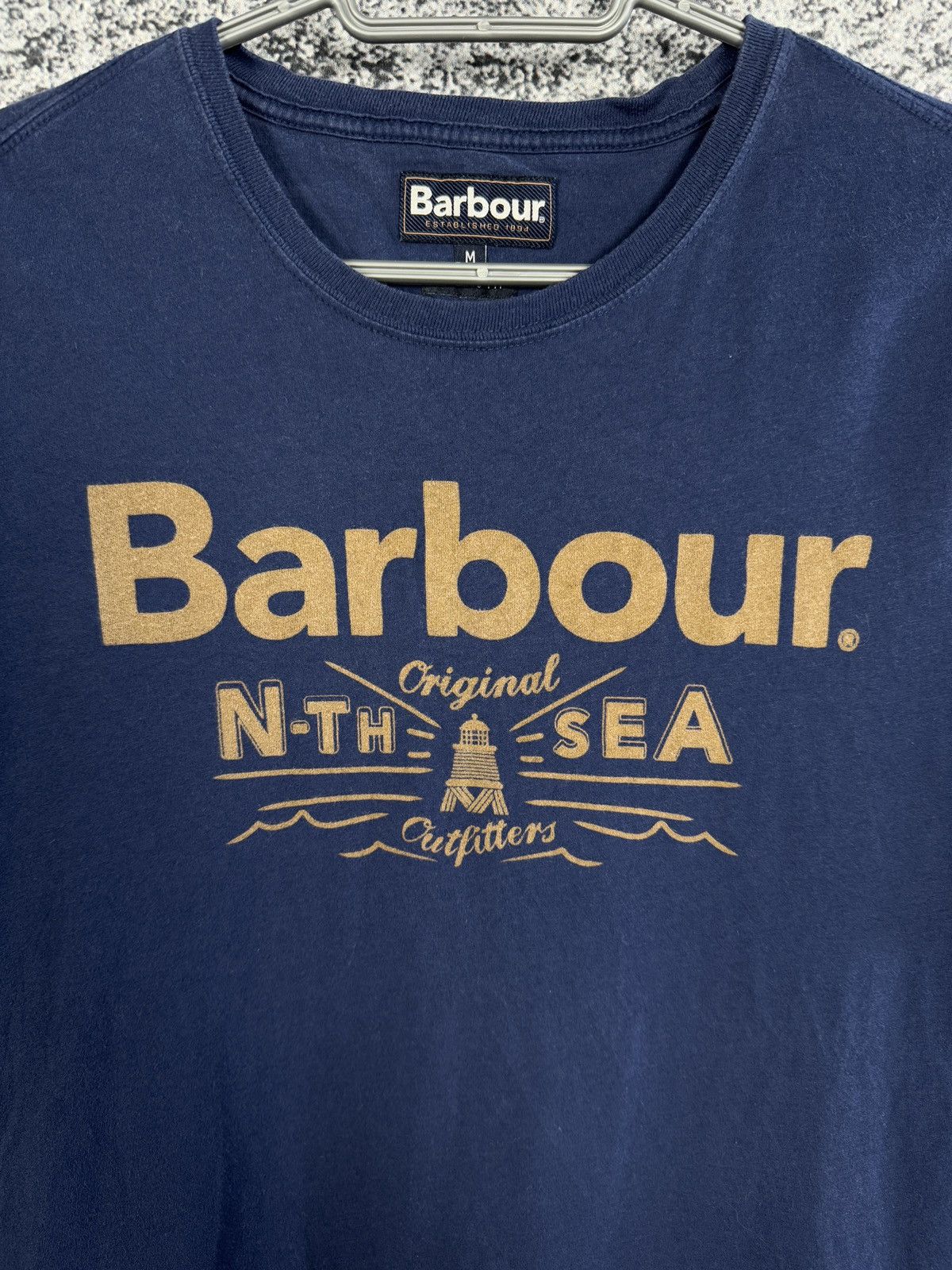 Barbour Men’s Barbour T-Shirt Big Logo N-TH Sea Tailored Fit Size M Size US M / EU 48-50 / 2 - 6 Thumbnail