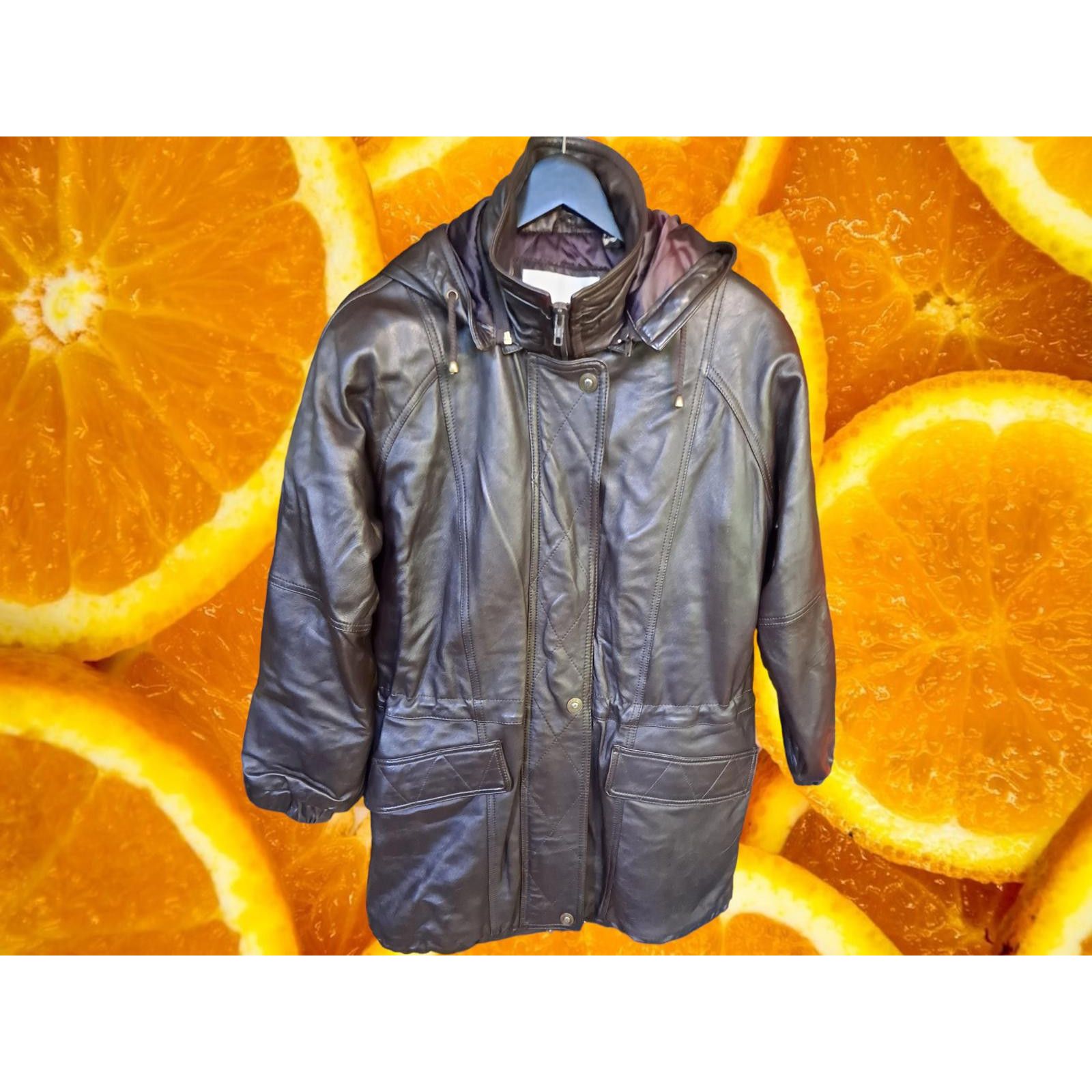London Fog Vintage London Fog Long Brown Lined Leather Jacket with Hood Size US S / EU 44-46 / 1 - 1 Thumbnail