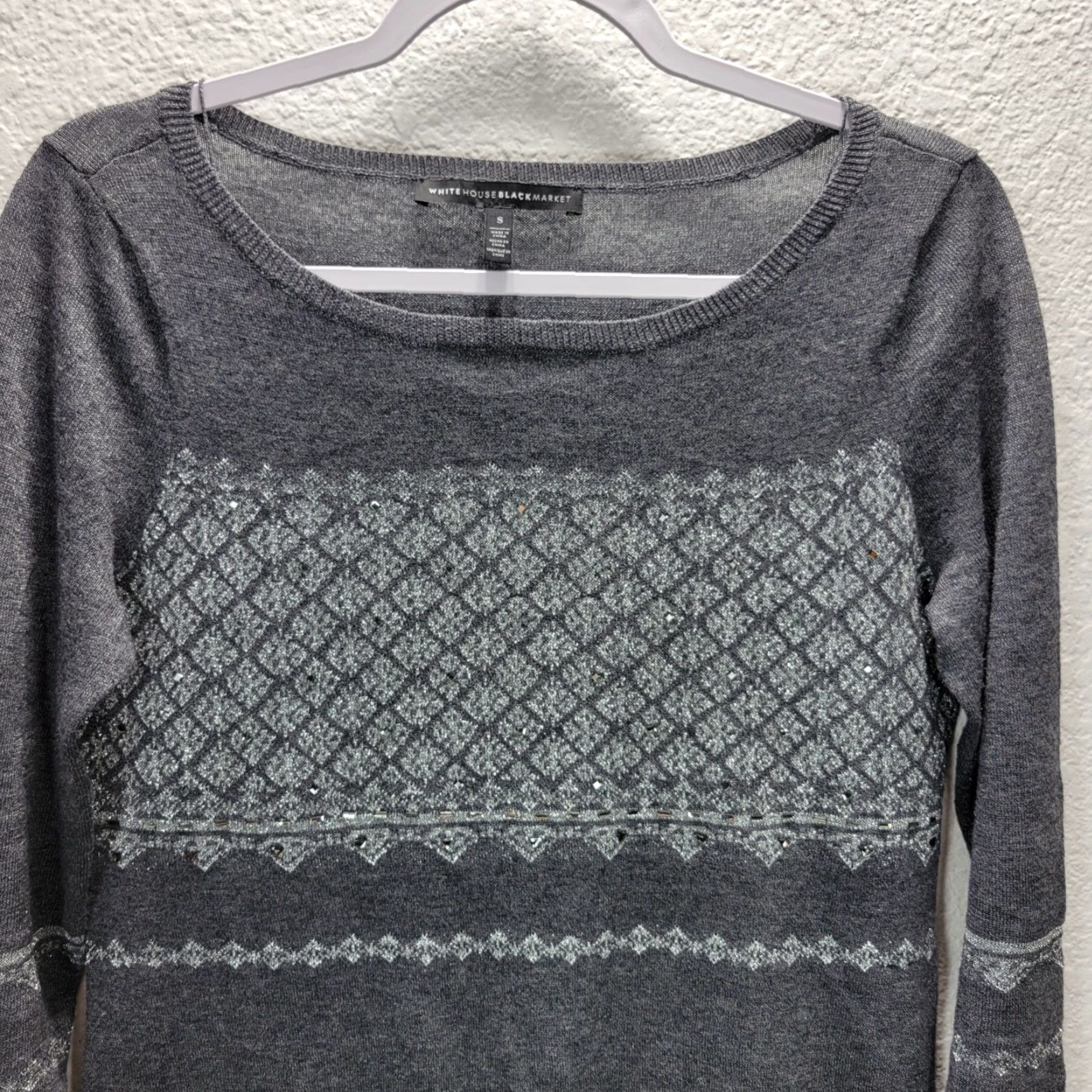 White House Black Market White House Black Market Tunic Sweater Shirt Gray S Women Long Sleeve Fringe Knit Size S / US 4 / IT 40 - 4 Thumbnail