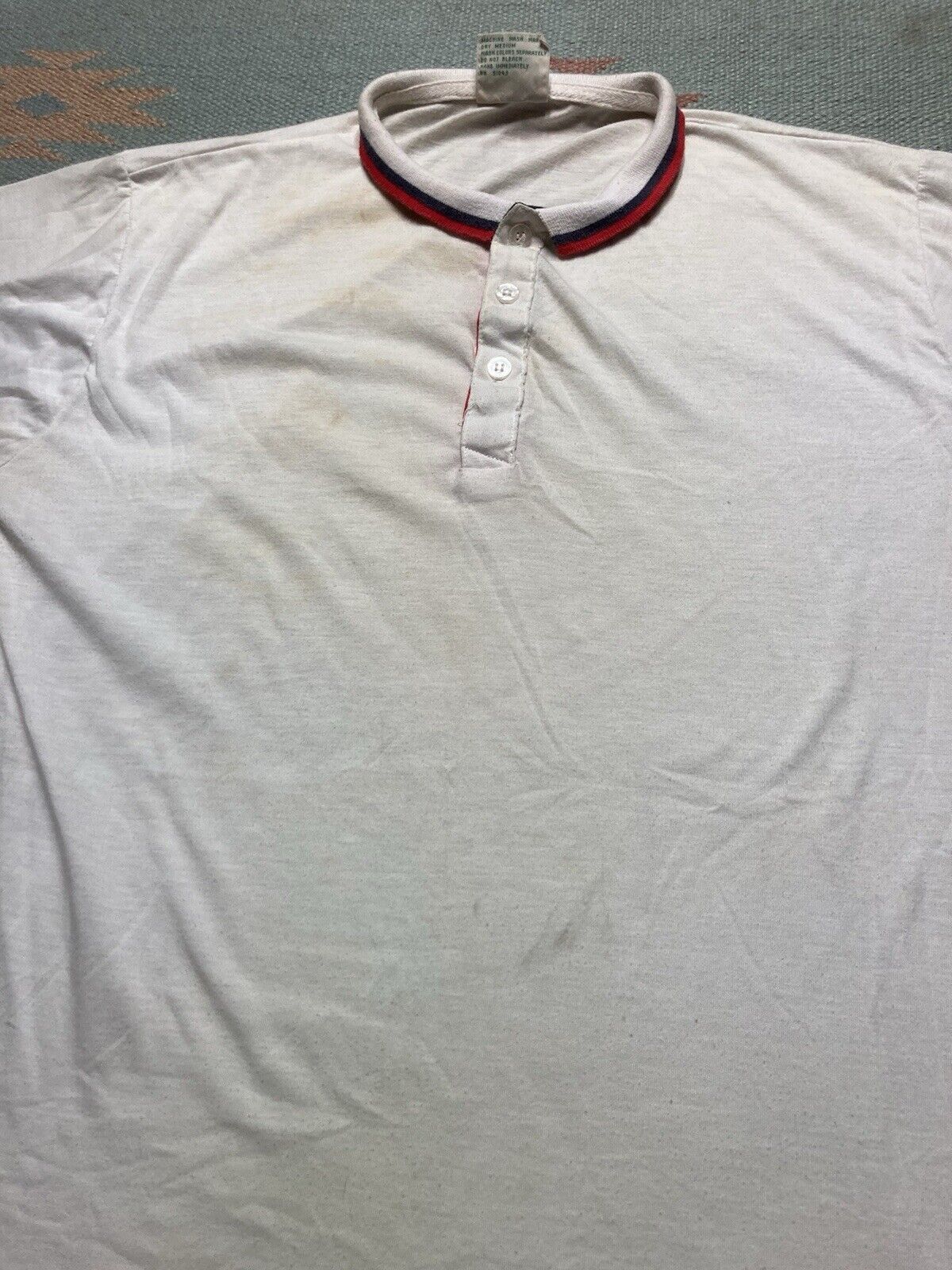 Vintage Vintage 70s polo shirt striped ringer soft thin worn large Size US L / EU 52-54 / 3 - 3 Thumbnail