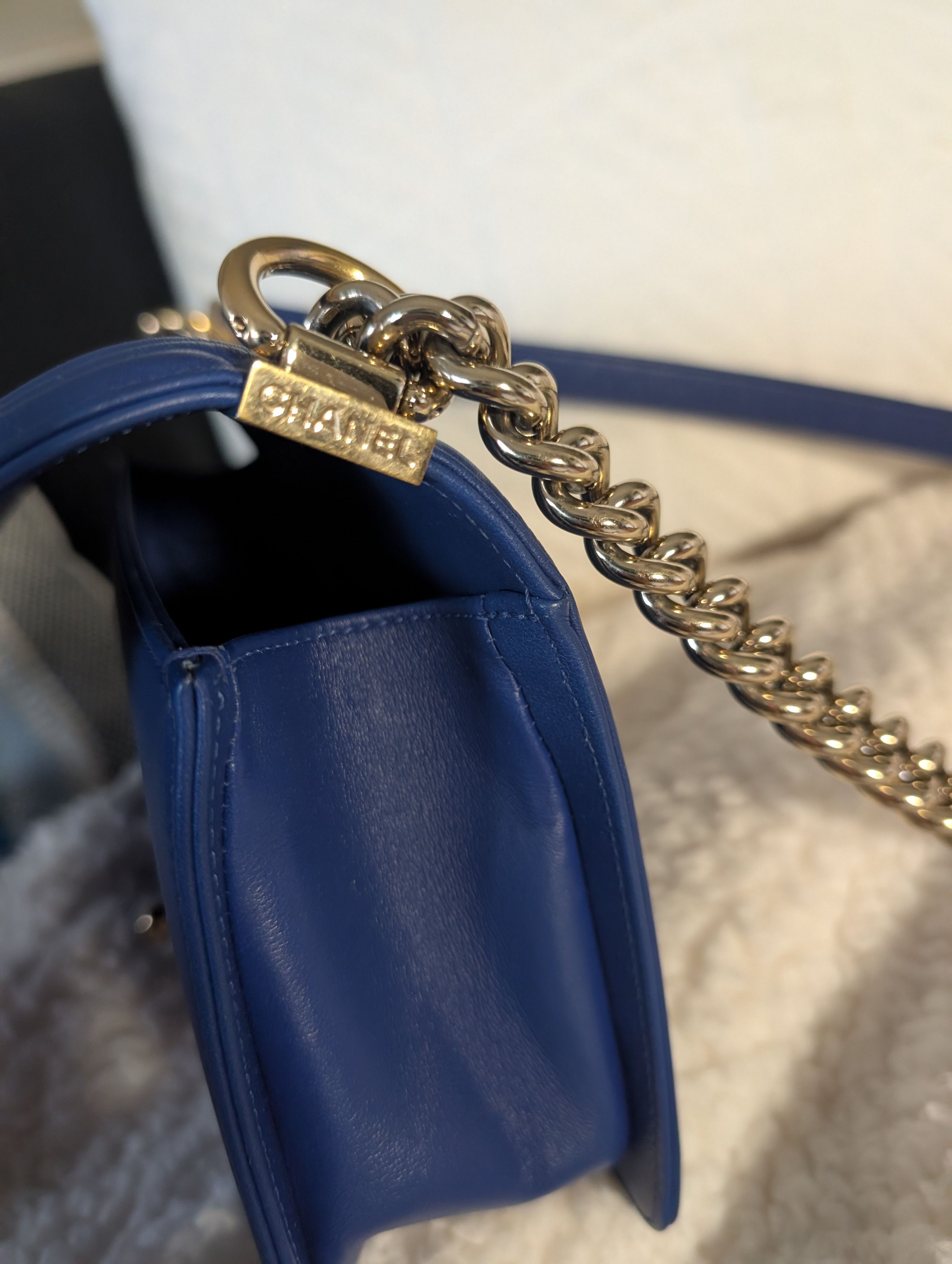 Chanel CHANEL Blue Quilted boy Shoulder Bag Strap CC Size ONE SIZE - 6 Thumbnail