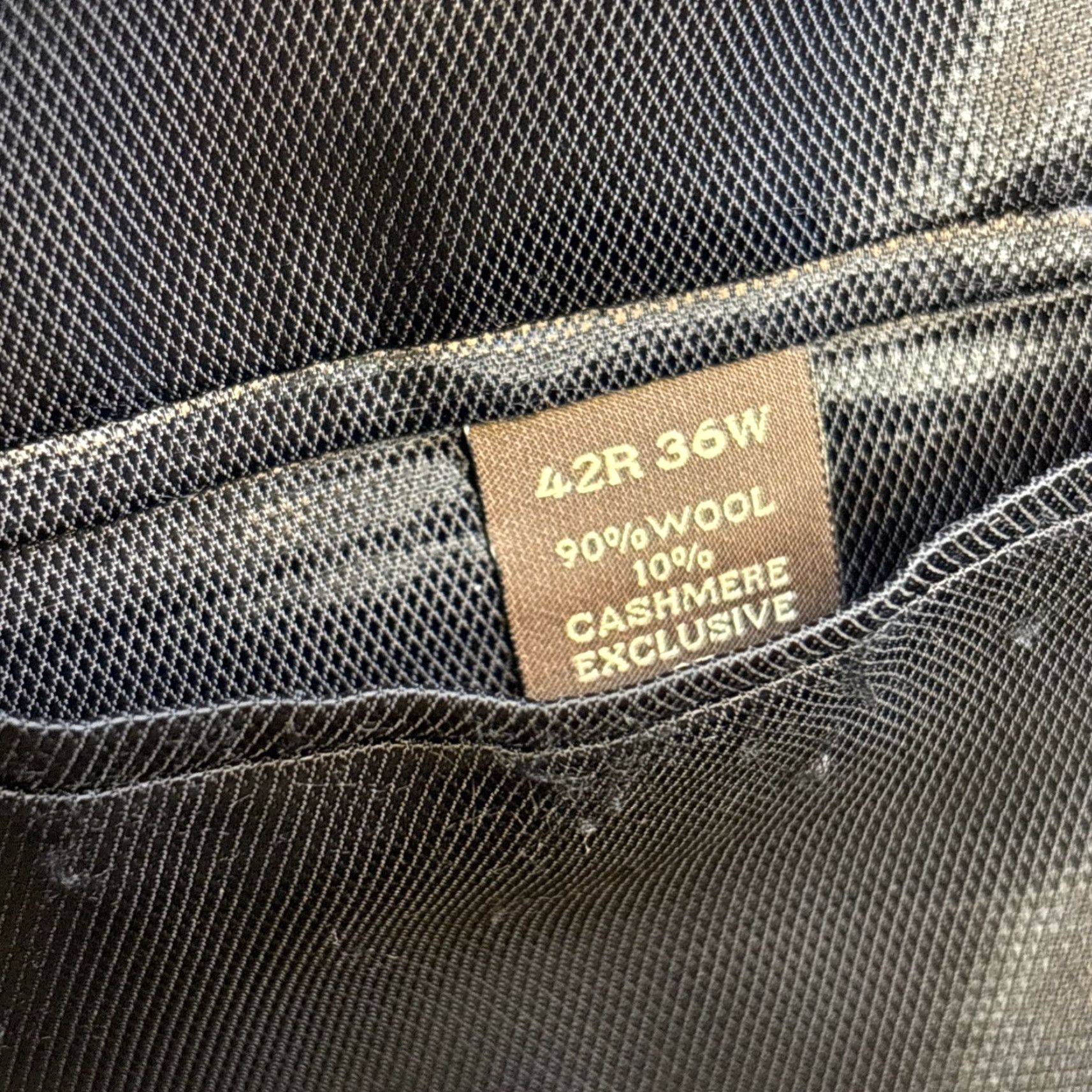 Tasso Elba Tasso Elba Mens Blazer Jacket Navy pinstripe 42R 36W Wool Cashmere Blend Geometric 2-Button Single-Breasted Jacket Mens Regular Blue Size 42R - 8 Thumbnail