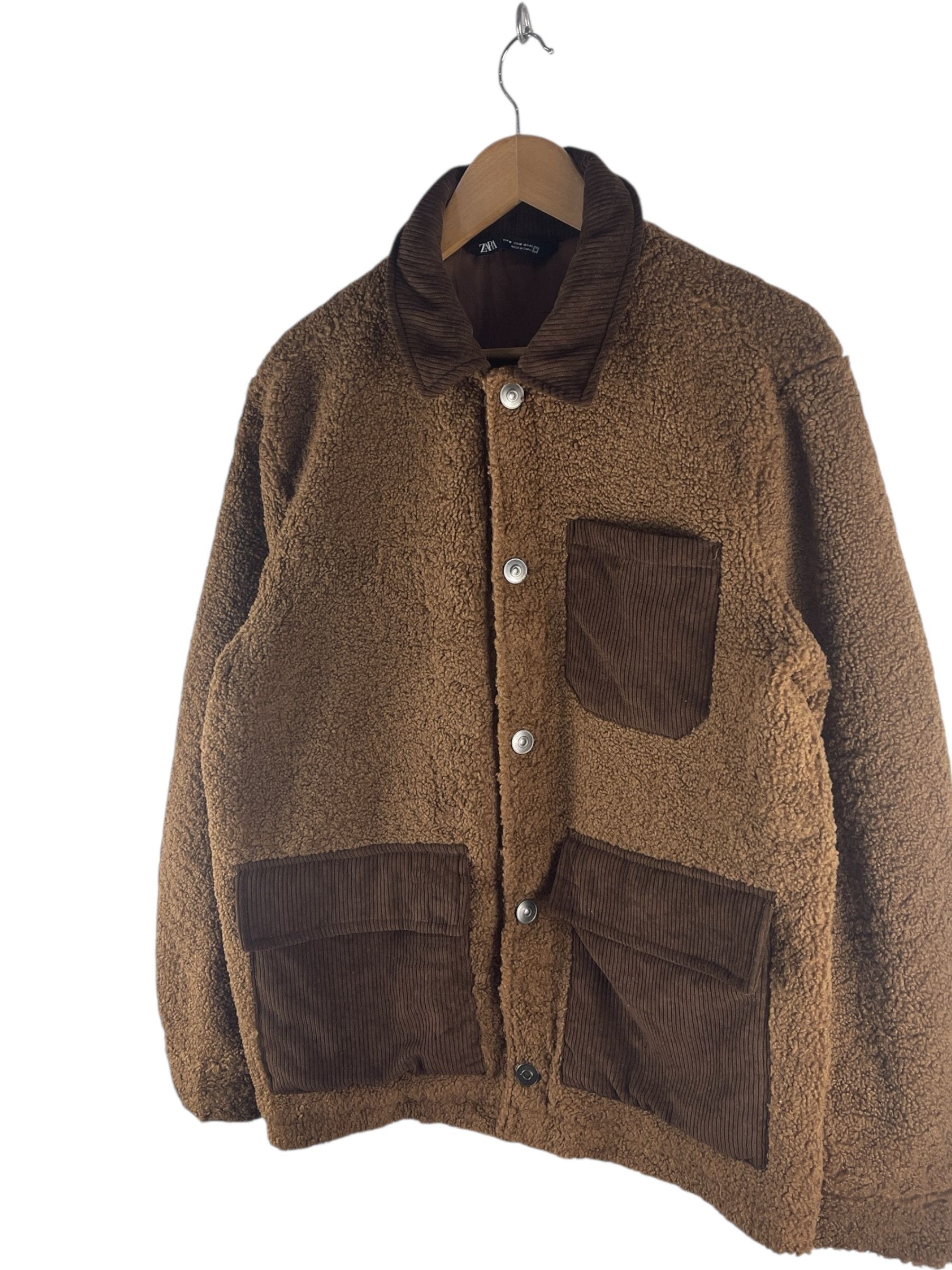 Zara Zara Sherpa Button Brown Fleece Jacket Size US M / EU 48-50 / 2 - 5 Thumbnail