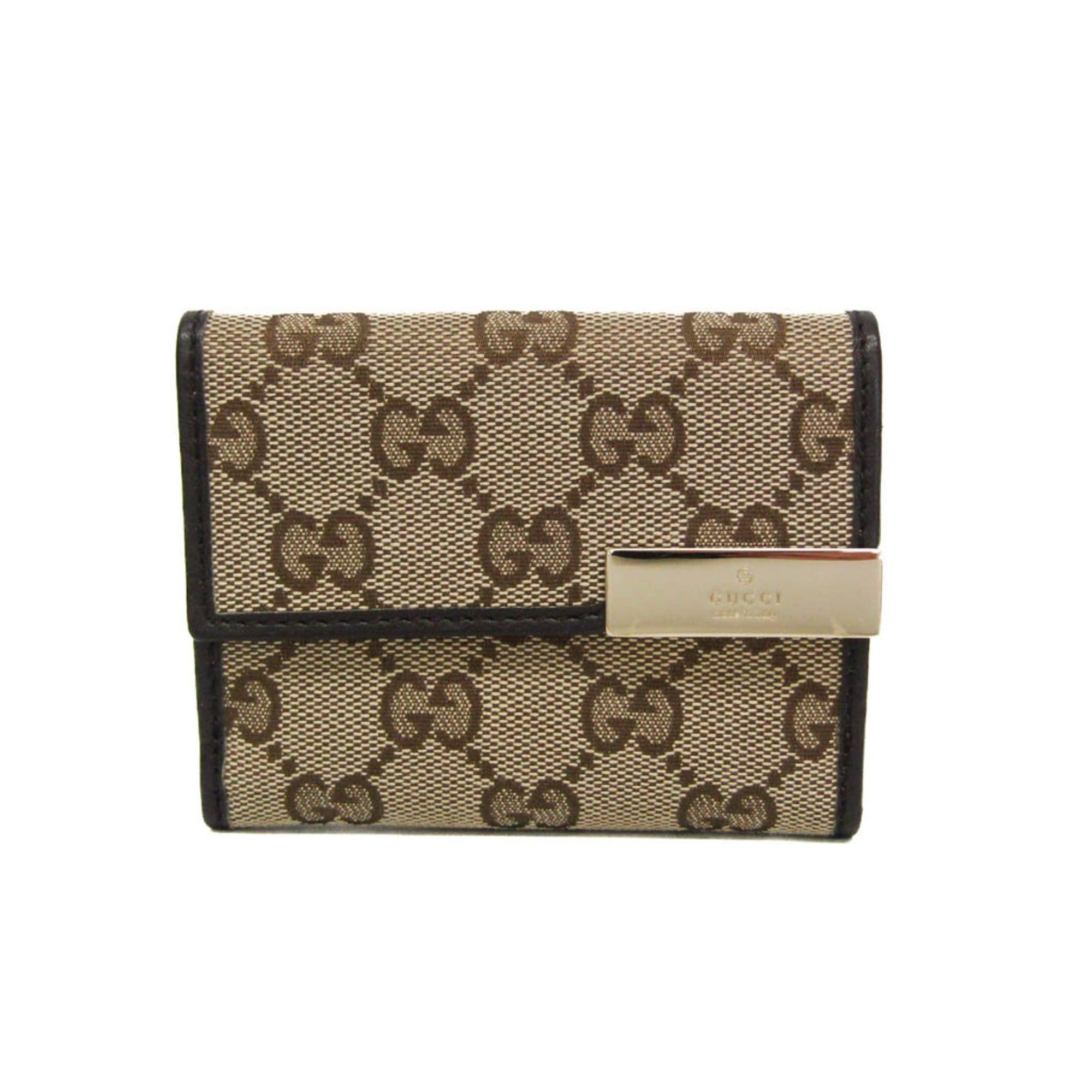 Gucci Gucci 261502 Women's GG Canvas,Leather Wallet (tri-fold) Beige,Brown Size ONE SIZE - 1 Thumbnail