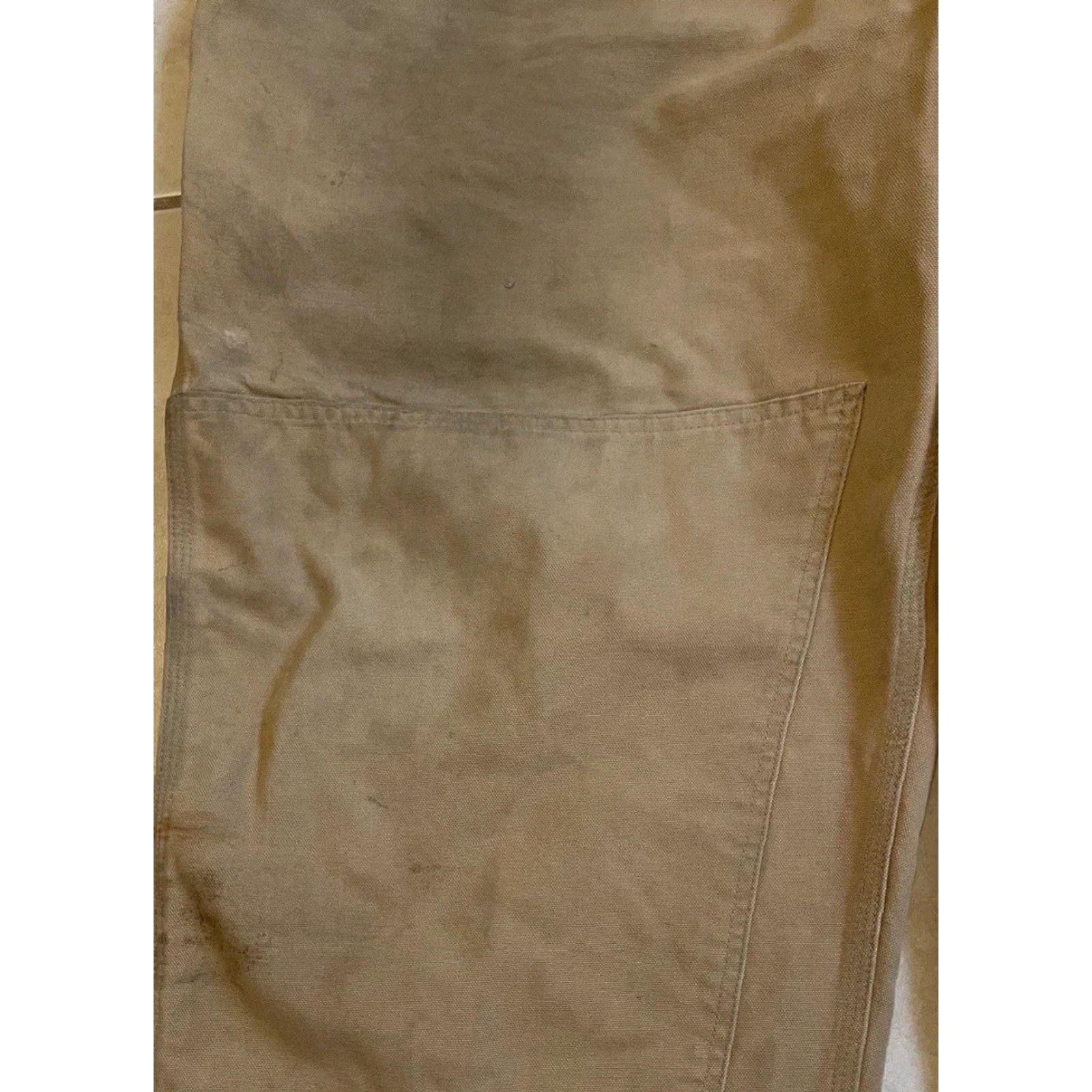 Carhartt Vtg Carhartt Faded Distress Overalls | 52 | Tan | Trucker | Grunge | USA | Vintage Workwear | Double Knee | 80s 90s | Men Size US 36 / EU 52 - 5 Thumbnail