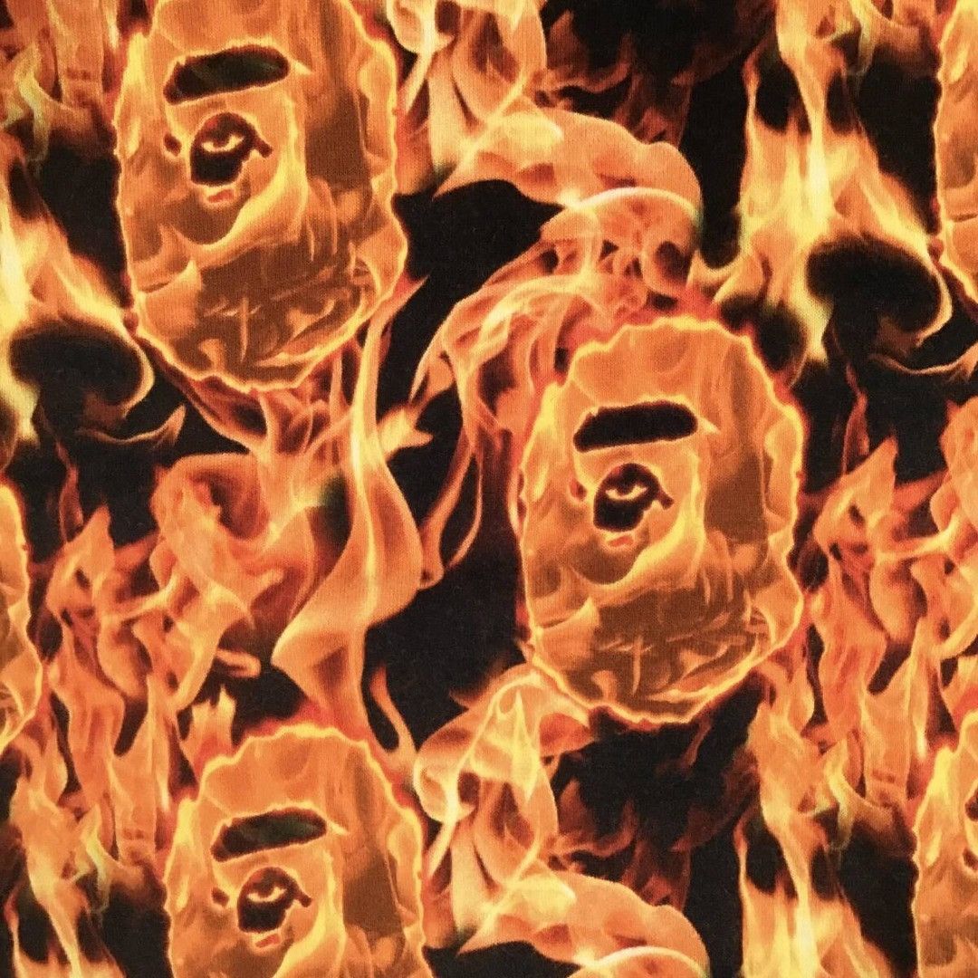 BAPE FLAME sweat shirt a bathing ape Fire