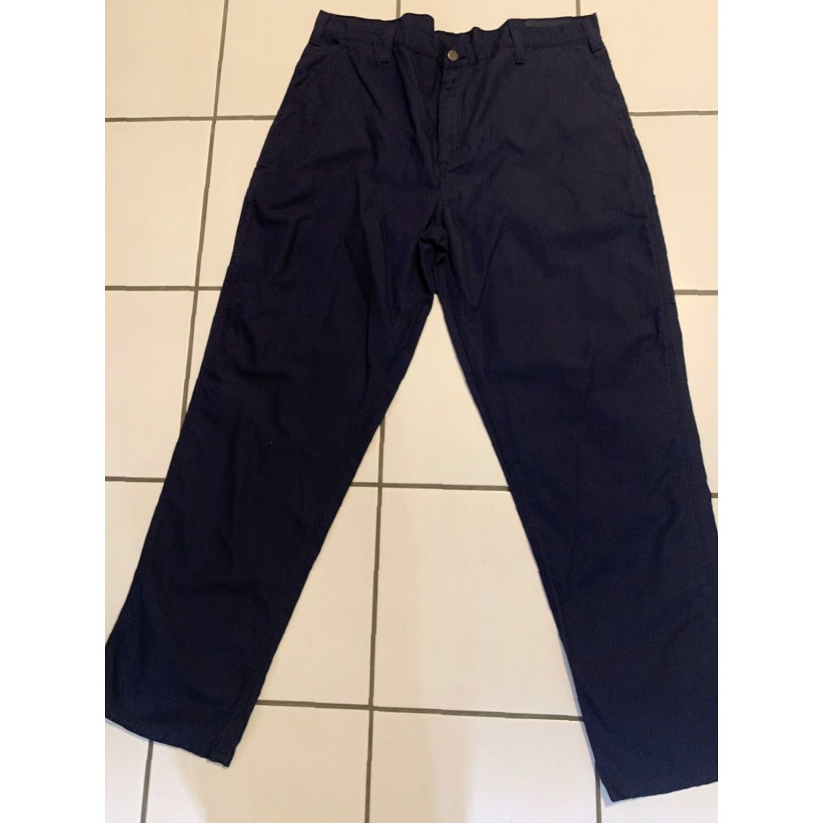 Carhartt Carhartt Work Pants Dungaree Fit Men's 42x34 Navy Blue Cotton Blend Size US 42 / EU 58 - 3 Thumbnail