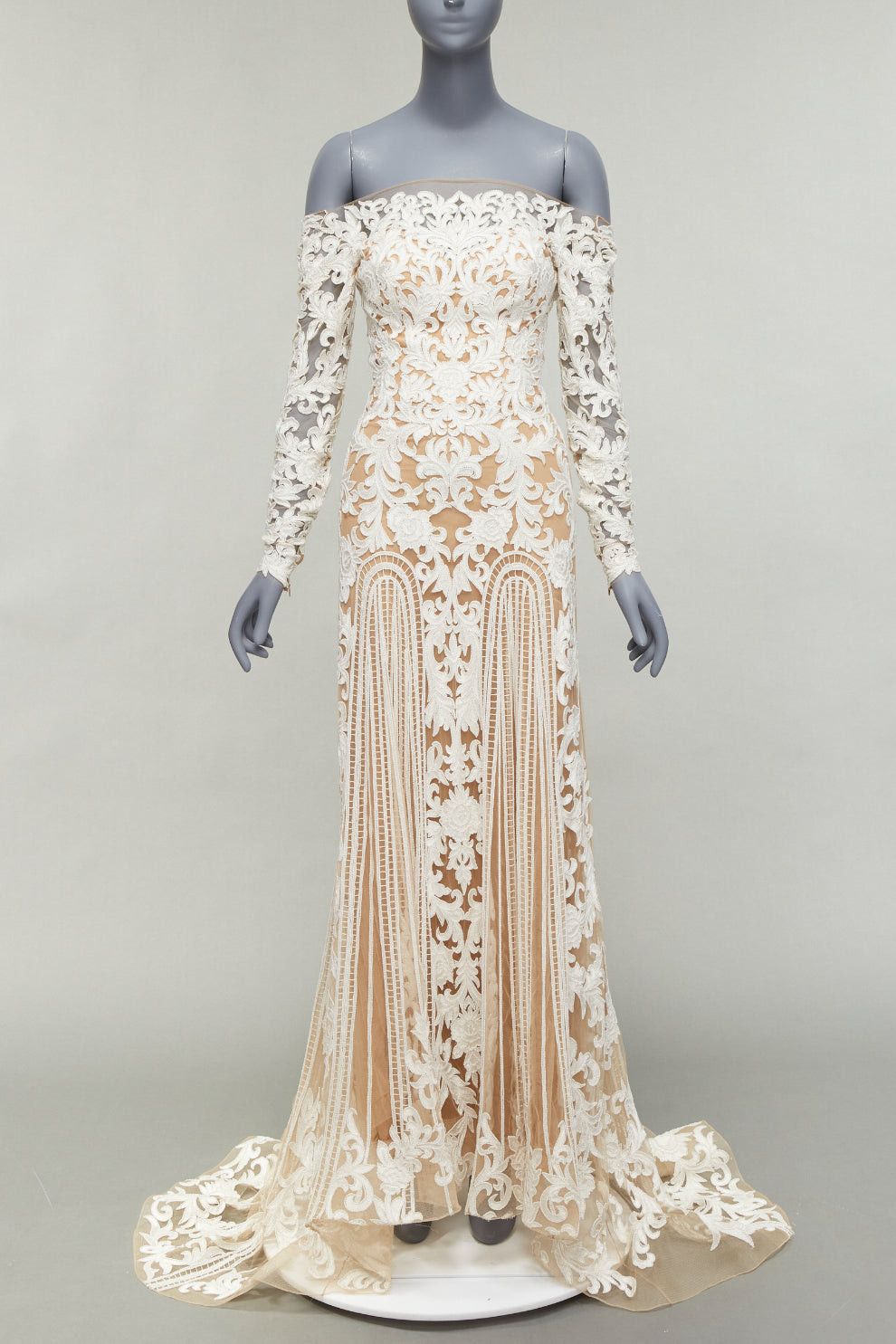 image of Zuhair Murad Bridal 2015 Runway White Pearl Embellished Wedding Gown It36 Xxs, Women's