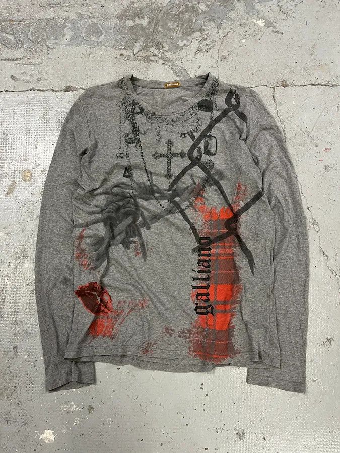 2010s John Galliano Grey Faith Cross Longsleeves