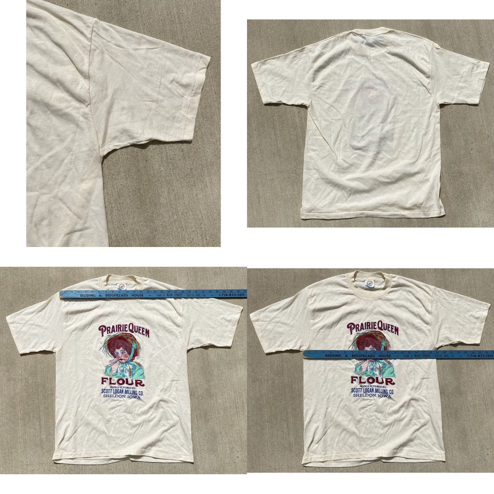 Vintage Vintage Cal Cru Prairie Queen Flour Sheldon Iowa T Shirt Single Stitch L Ivory Polyester Blend Men Short Sleeve Size US L / EU 52-54 / 3 - 10 Thumbnail
