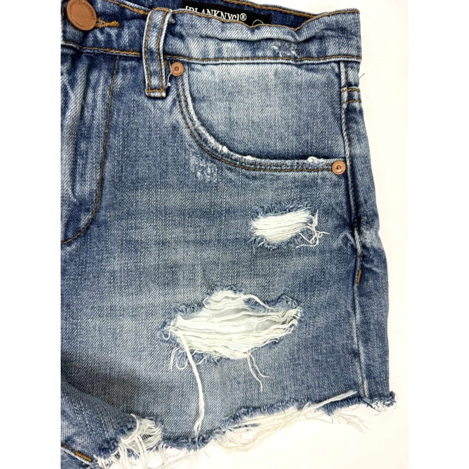 Vintage BLANKNYC Shorts Womens 26 Denim Cut-Off Shorts Patchwork Distressed Booty Short Shirt? Size 26" / US 2 / IT 38 - 4 Thumbnail
