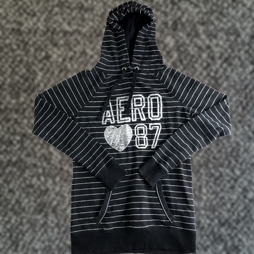Vintage Aeropostale Black striped heart graphic Pullover Hoodie Medium Size R105 Size M / US 6-8 / IT 42-44 - 1 Thumbnail