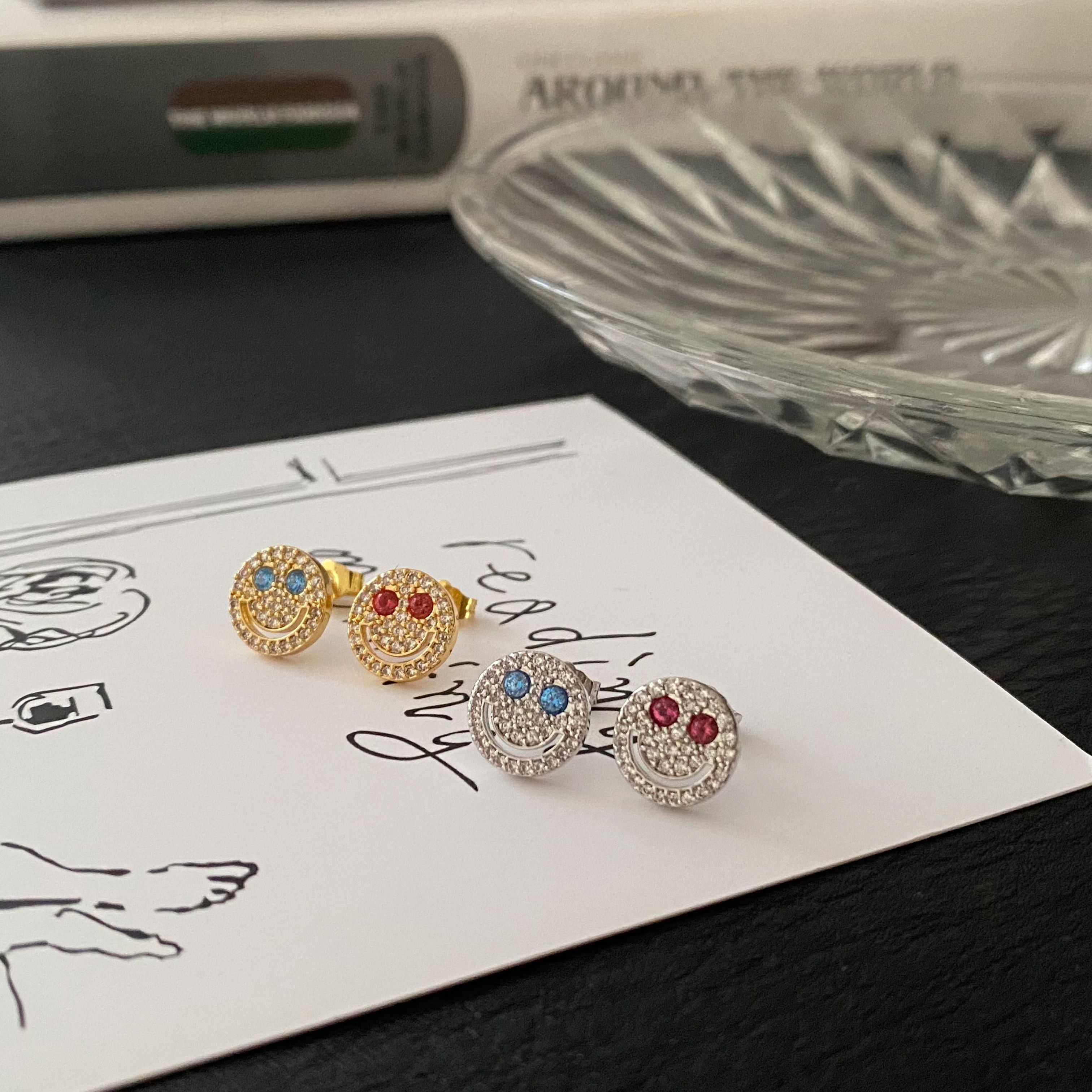 Jewelry × Sterling Silver Smile Punk Earrings Gothic Punk One pairs Chrome Jewelry Size ONE SIZE - 2 Thumbnail