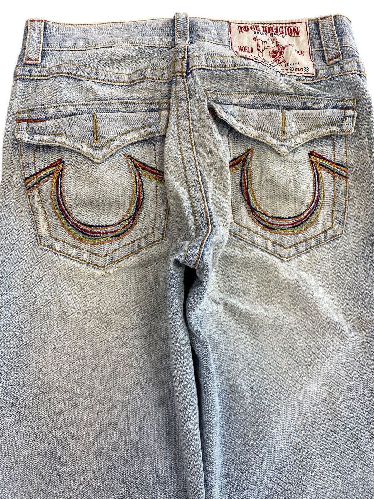 True Religion True Religion Acid Blue Wash Ripped Style Baggy Jeans Size US 31 - 4 Thumbnail