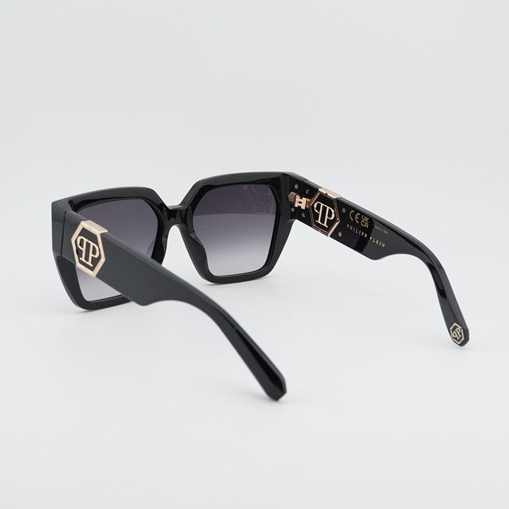 Philipp Plein Philipp Plein SPP160 0700 Sunglasses Black Square Frame Size ONE SIZE - 4 Thumbnail