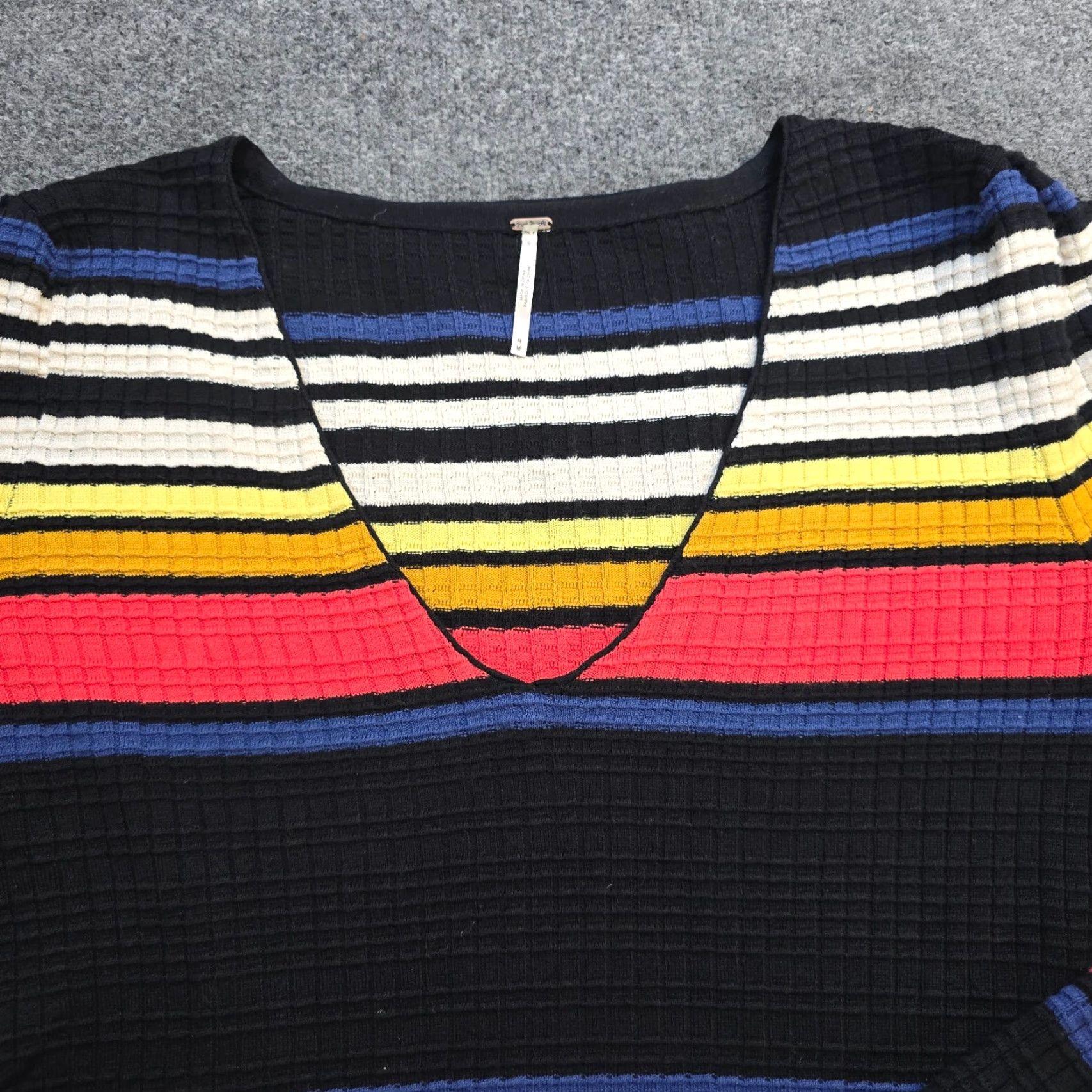 Free People Free People Dress Woman Size M Black Rainbow Striped Knit Ribbed Sweater Dress Casual Size M / US 6-8 / IT 42-44 - 2 Thumbnail