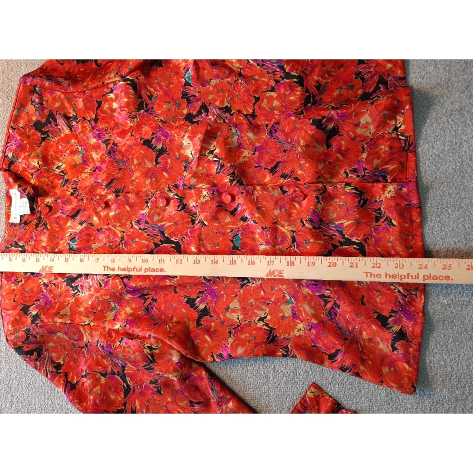 Vintage VINTAGE E.J. HARPER Women's Blouse Red Floral Long Sleeve Button Up Size 6 Padded Shoulders SLV Size M / US 6-8 / IT 42-44 - 4 Thumbnail