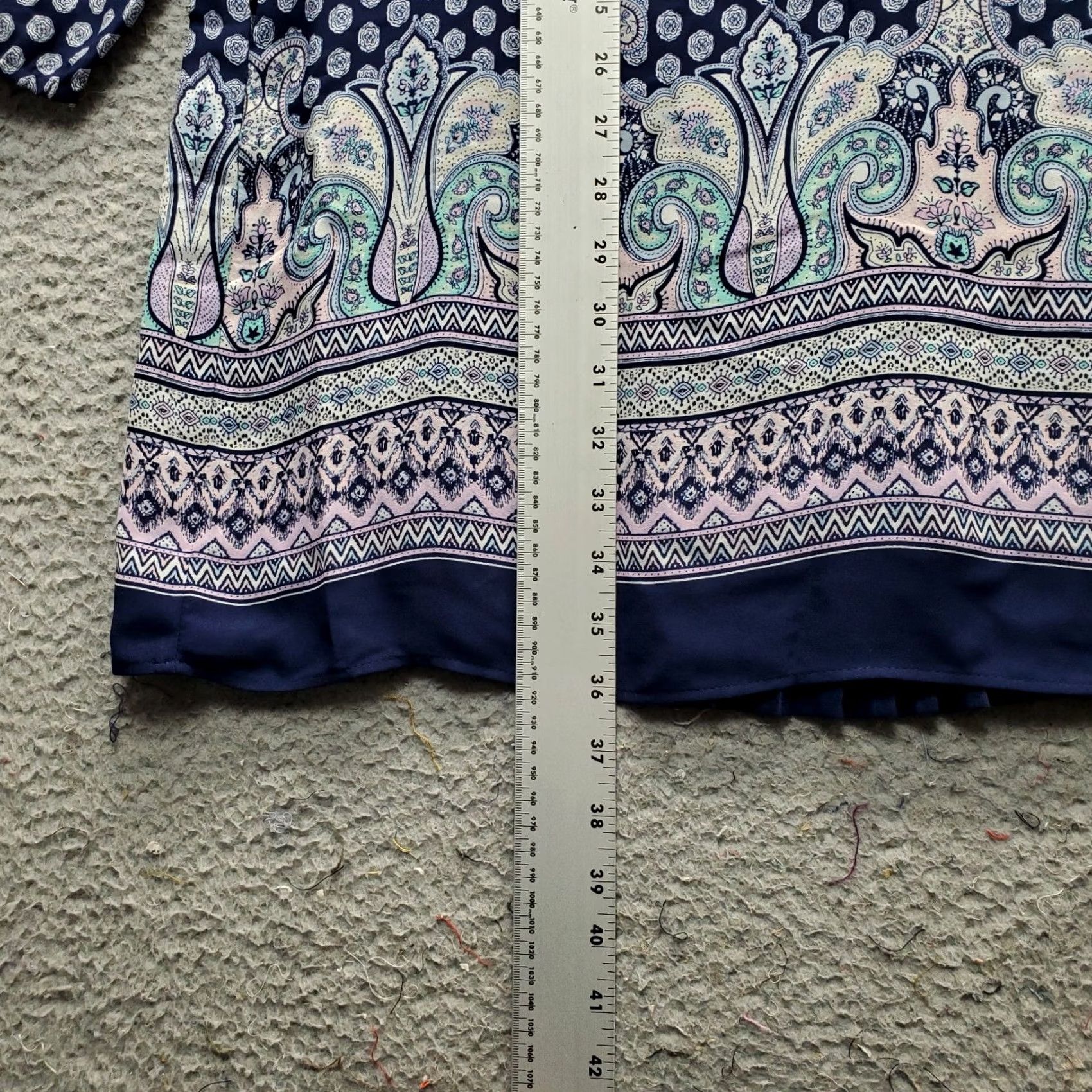 Vintage DR2 Shift Dress Womens L Multi Paisley Lined Crochet Shoulder V-Neck Pleated Back Dress Size L / US 10 / IT 46 - 3 Thumbnail