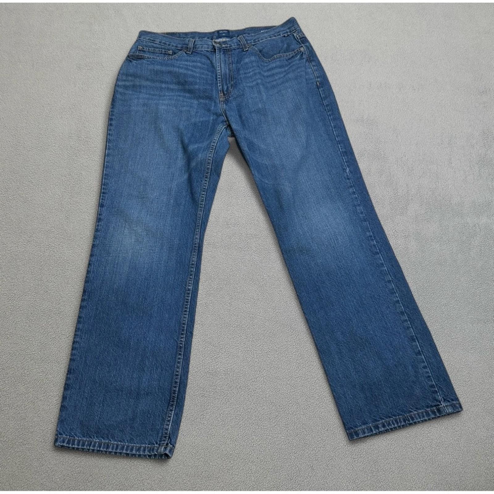 Nautica Nautica Jeans Mens 33x30 Blue Relaxed Fit Straight Medium Size US 33 - 1 Thumbnail