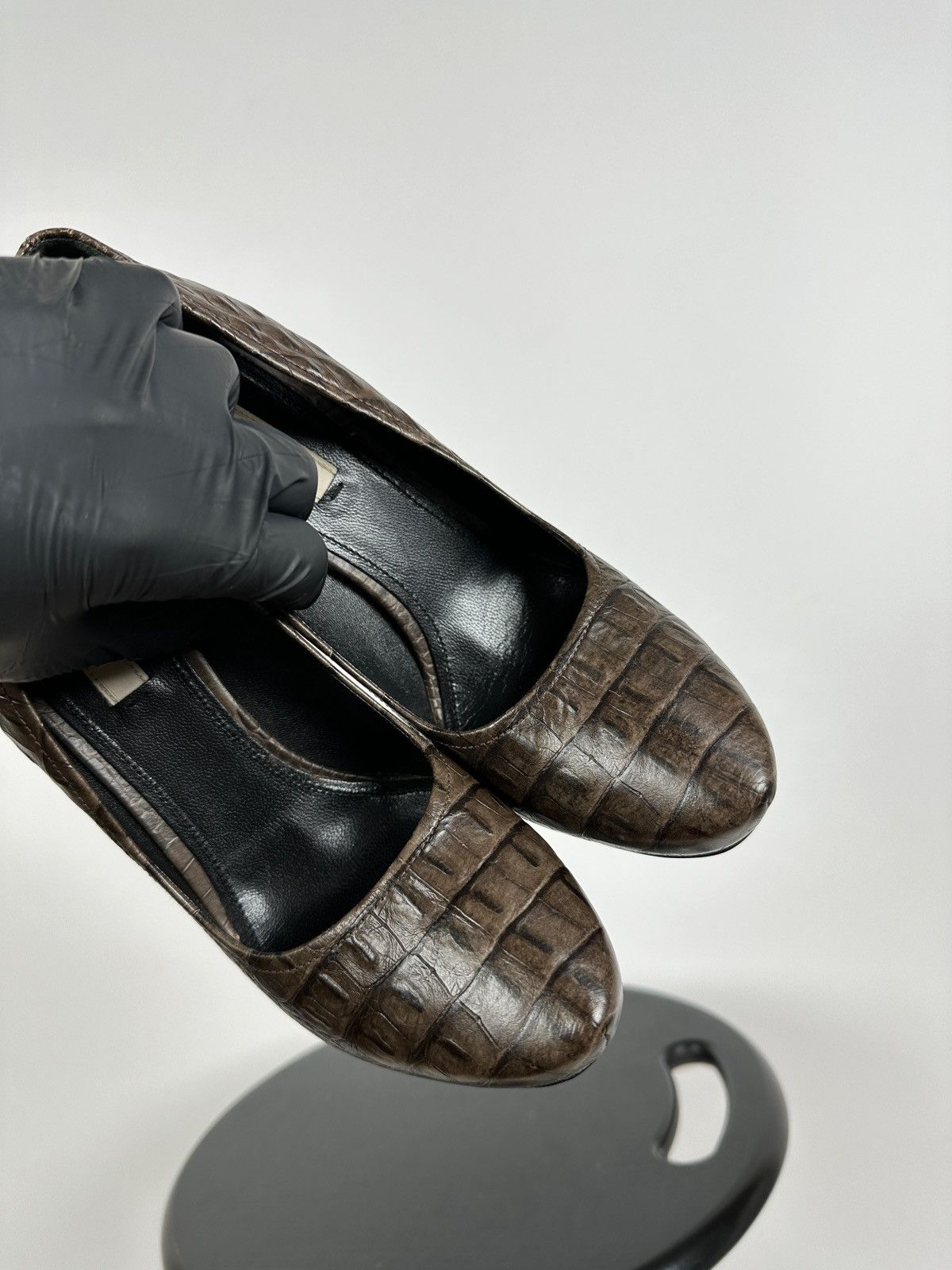 Prada Prada Crocodile Brown Leather Heels Pumps Size US 8.5 / IT 38.5 - 21 Thumbnail