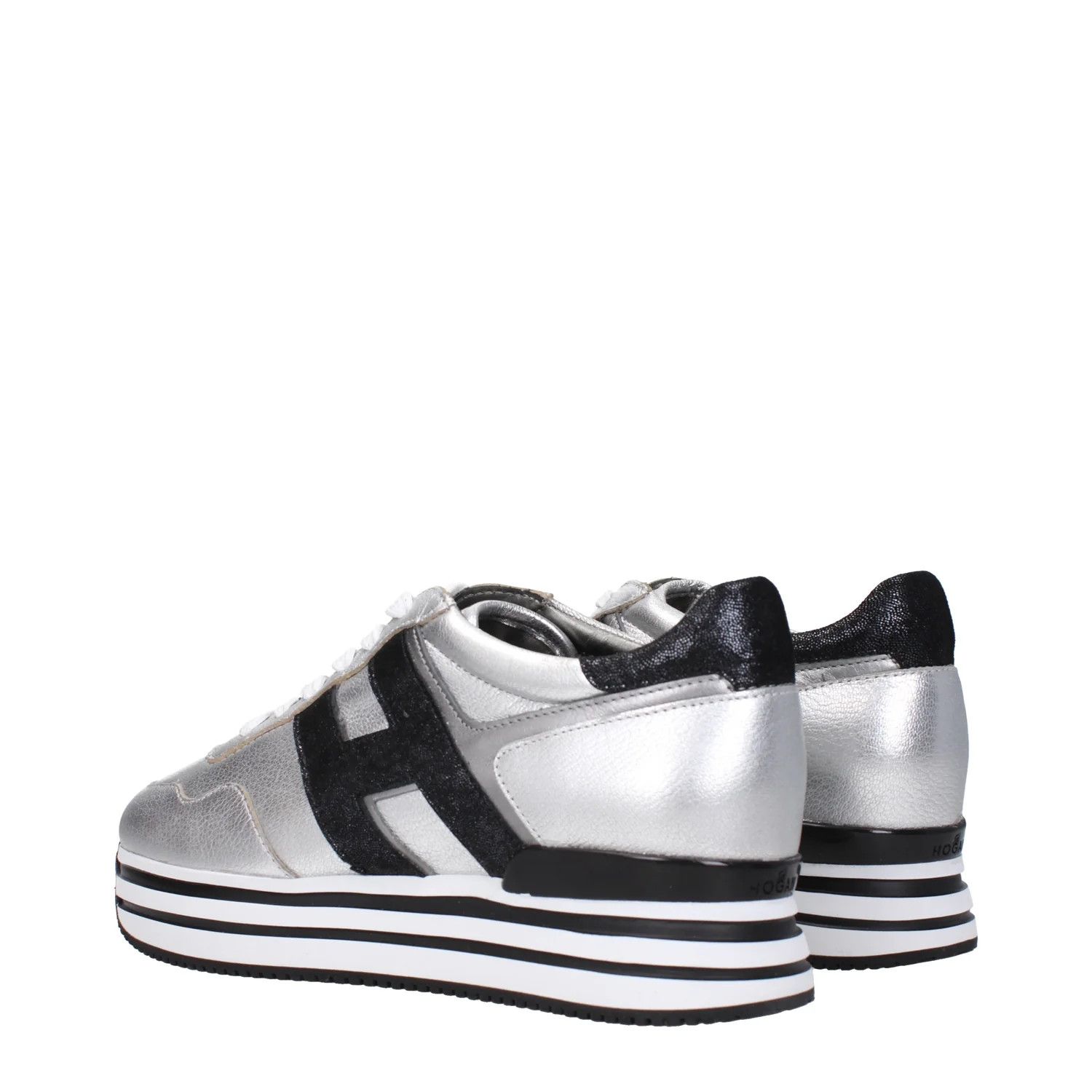 Hogan ob1o1e1124 Leather Sneakers in Silver Black Size US 9.5 / IT 39.5 - 4 Thumbnail