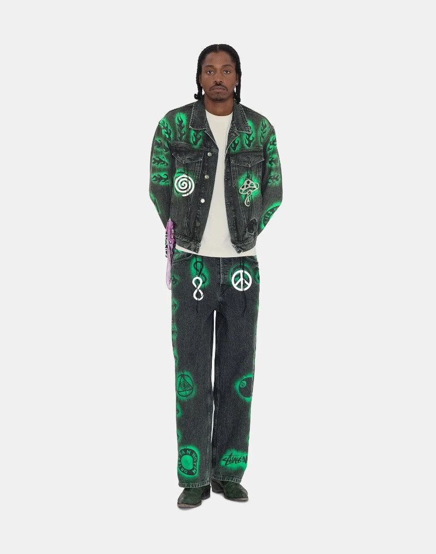 Dries Van Noten × Stussy Hand-Stencilled Denim Jacket Size US XXL / EU 58 / 5 - 1 Thumbnail