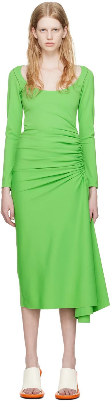 image of Marni O1W1Db10524 Ruched Mini Dress In Green, Women's (Size XL)