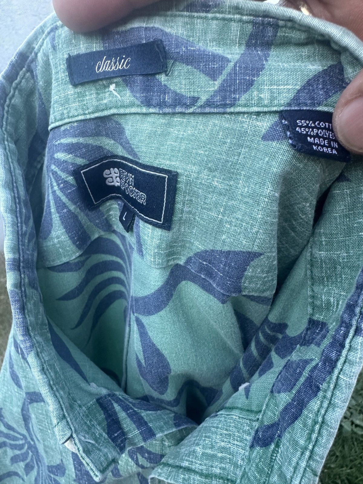 Reyn Spooner Classic Green/Blue Hawaiian Print Men's L