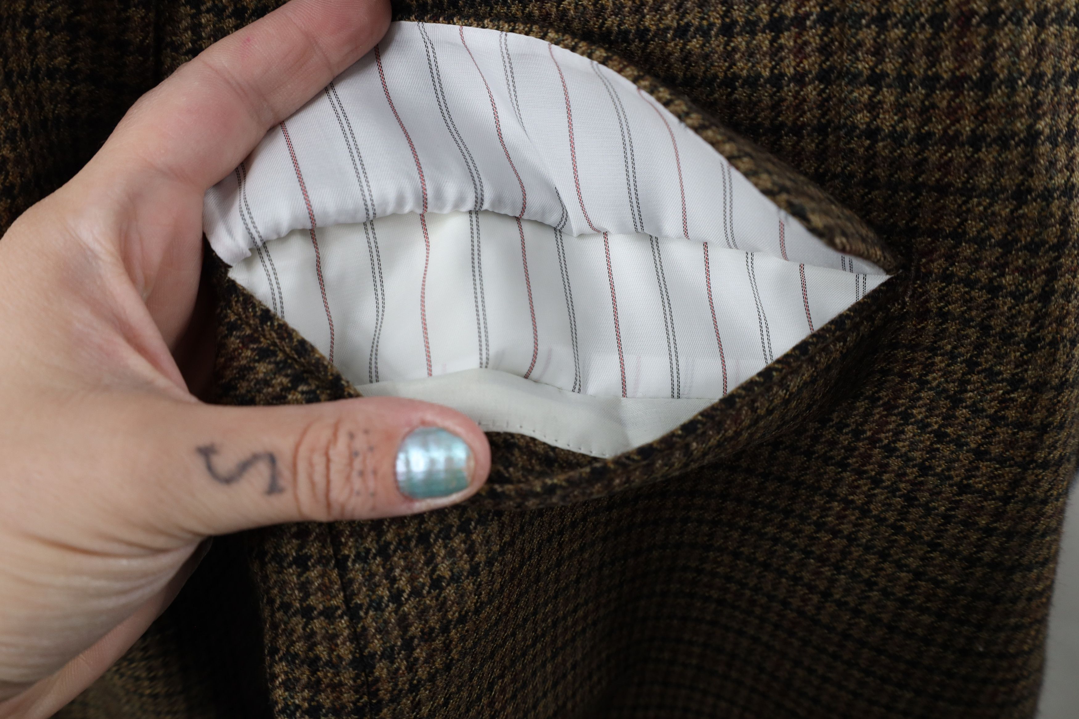 Vintage Deadstock Vintage Wool Houndstooth 2 Button Suit Coat Jacket Size 42L - 7 Thumbnail
