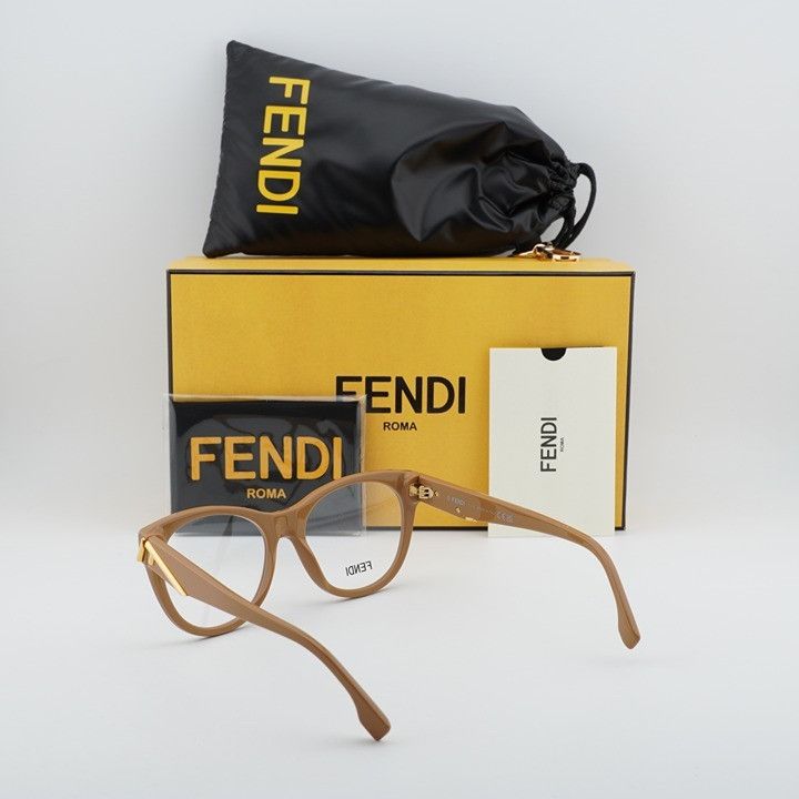 Fendi Fendi FE50101I 045 Eyeglasses Brown 53mm Cat Eye Frame Size ONE SIZE - 9 Thumbnail