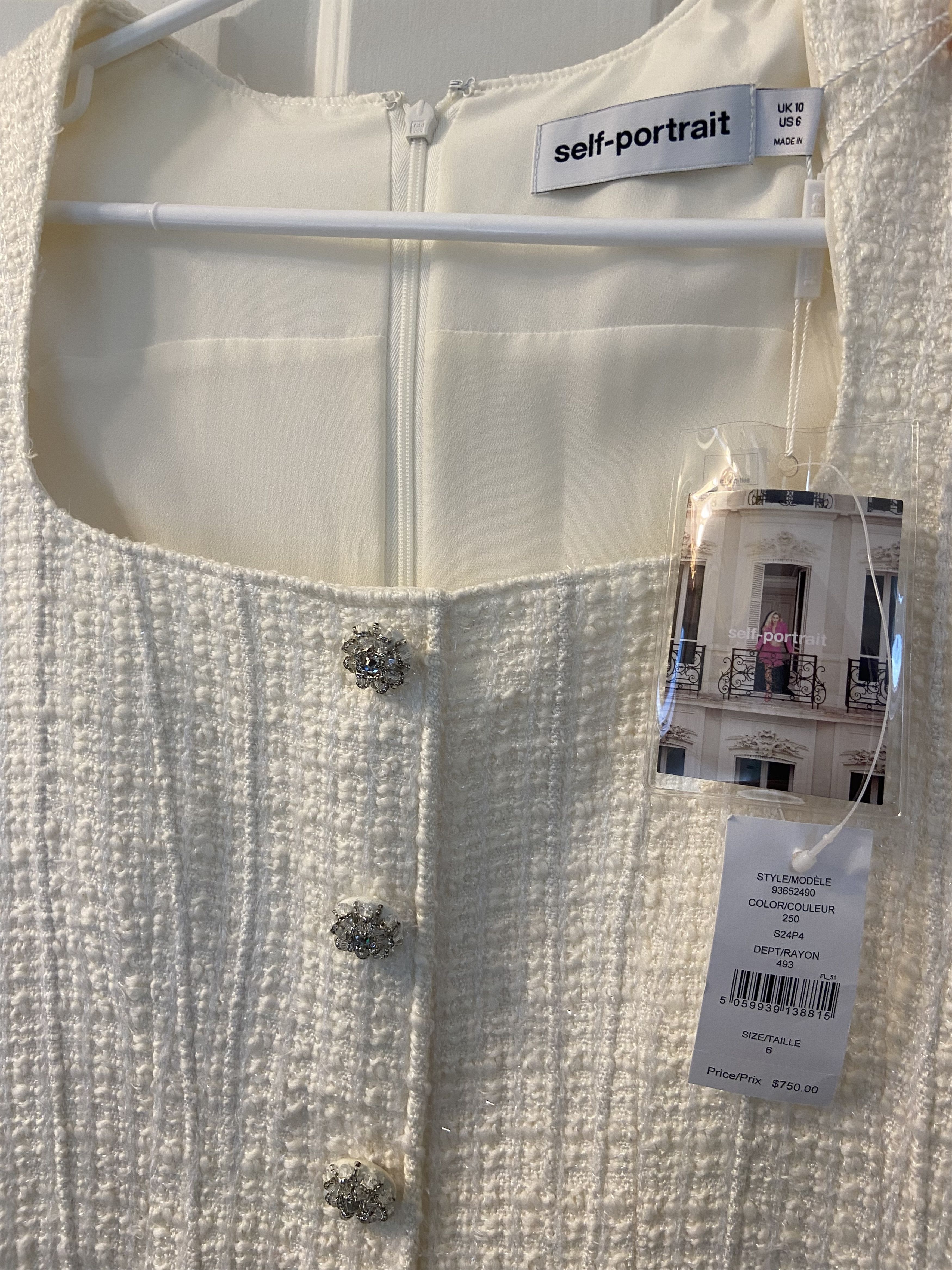 Self-Portrait Self-Portrait Bridal Bouclé Minidress, Short Sleeve Size M / US 6-8 / IT 42-44 - 5 Thumbnail