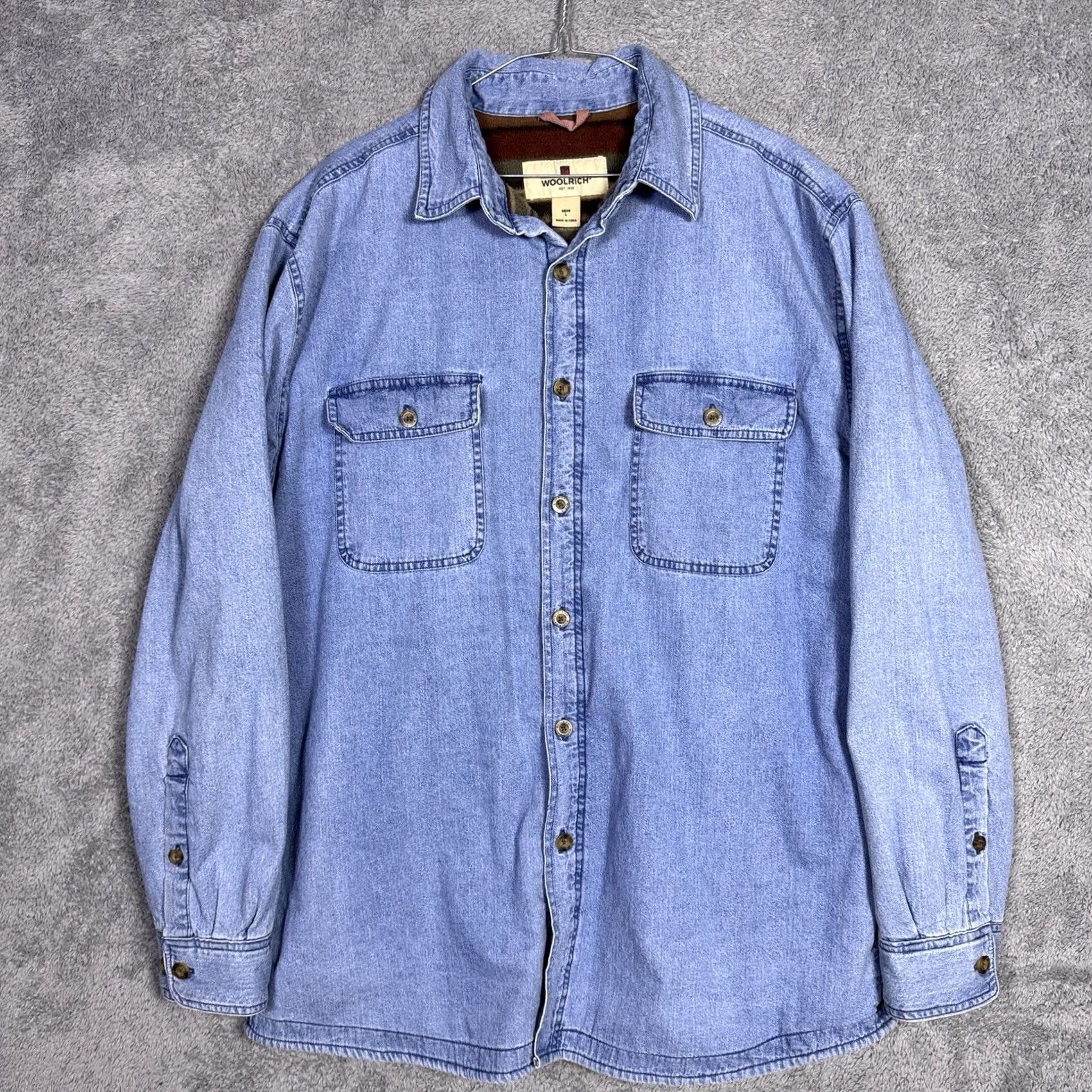Vintage Woolrich Denim Jacket Mens L Shirt Shacket Flannel Lined Chore Field Barn 22580 Denim Jacket Mens L Blue Woolrich Regular Coat Size US L / EU 52-54 / 3 - 5 Thumbnail