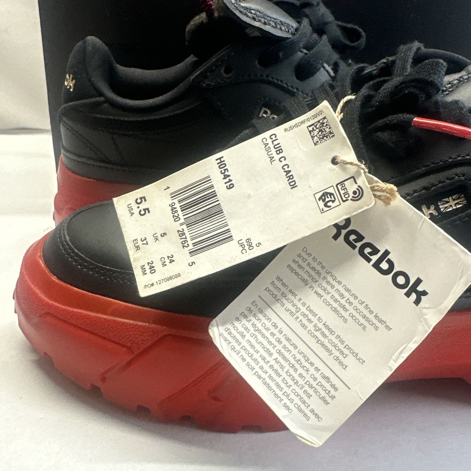 Reebok Size 5.5 - Reebok Cardi B x Club C Black Vector Red W Size US 5.5 / IT 35.5 - 2 Thumbnail