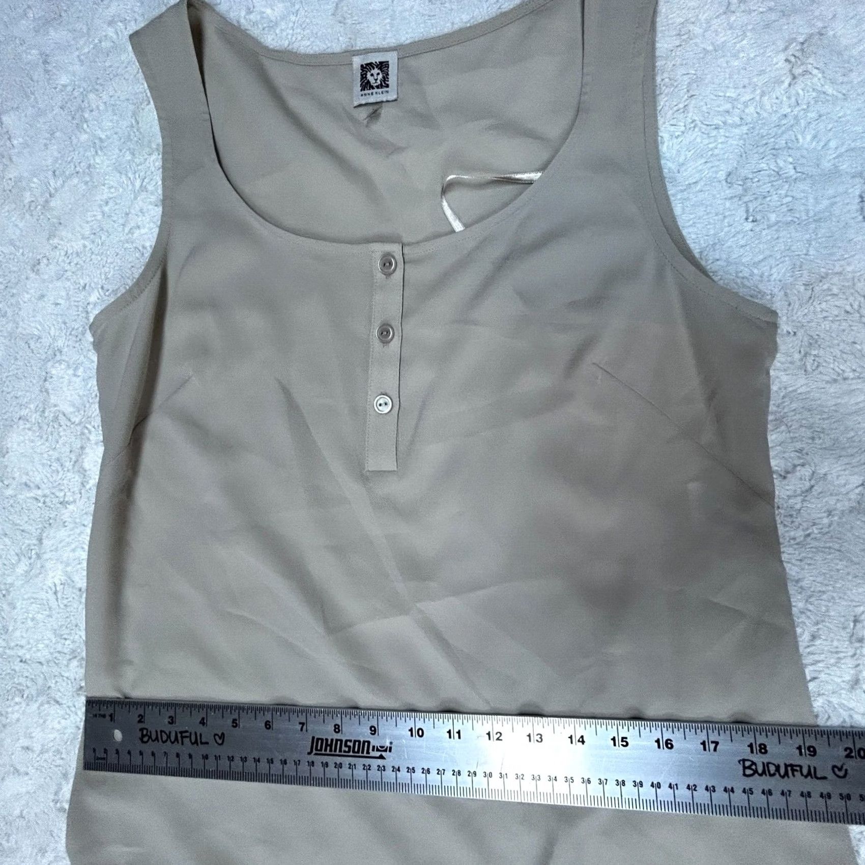 Anne Klein Anne Klein Women's Scoop Neck Henley Button Chiffon Sleeveless Top Ivory Medium Size M / US 6-8 / IT 42-44 - 7 Thumbnail