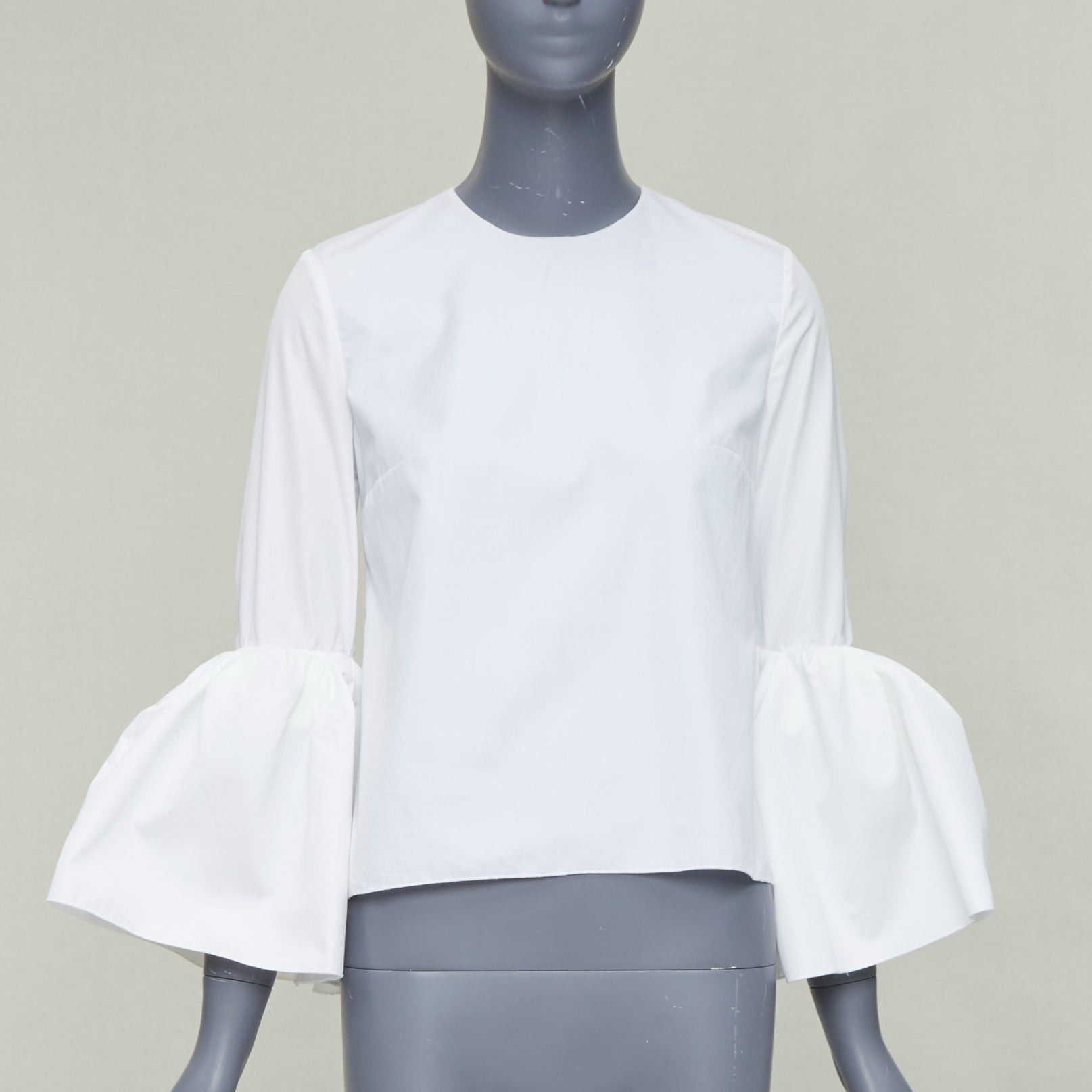 ROKSANDA ROKSANDA cream cotton fit flare ruffled cuff fitted crew neck shirt UK6 XS Size XS / US 0-2 / IT 36-38 - 1 Thumbnail