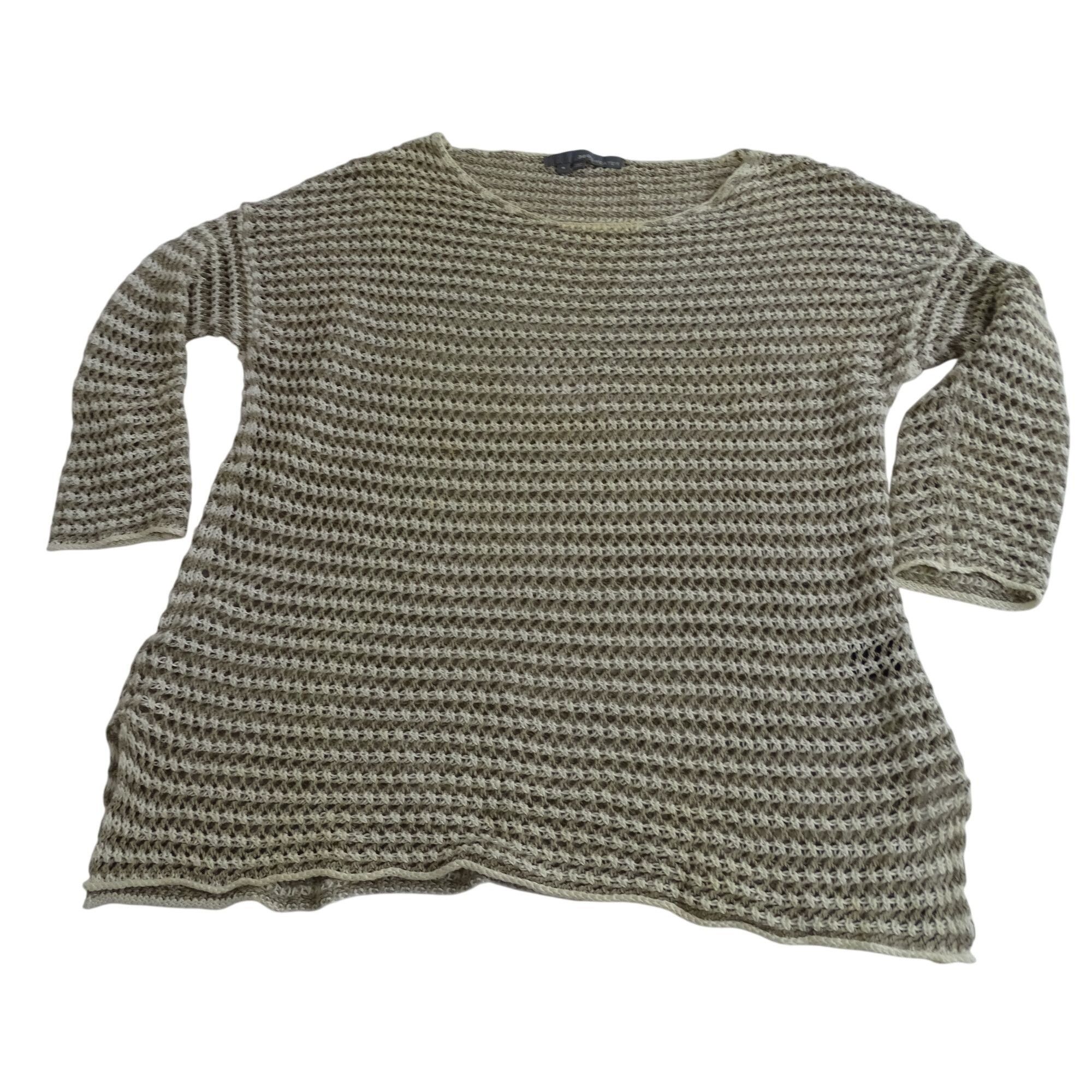 Other 360 Sweater Beige Stripe Open Knit Pullover Tunic Top Size S Size S / US 4 / IT 40 - 1 Thumbnail