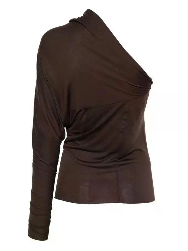 Rick Owens o1mle0426 One Sleeve Top in Brown Size L / US 10 / IT 46 - 2 Thumbnail