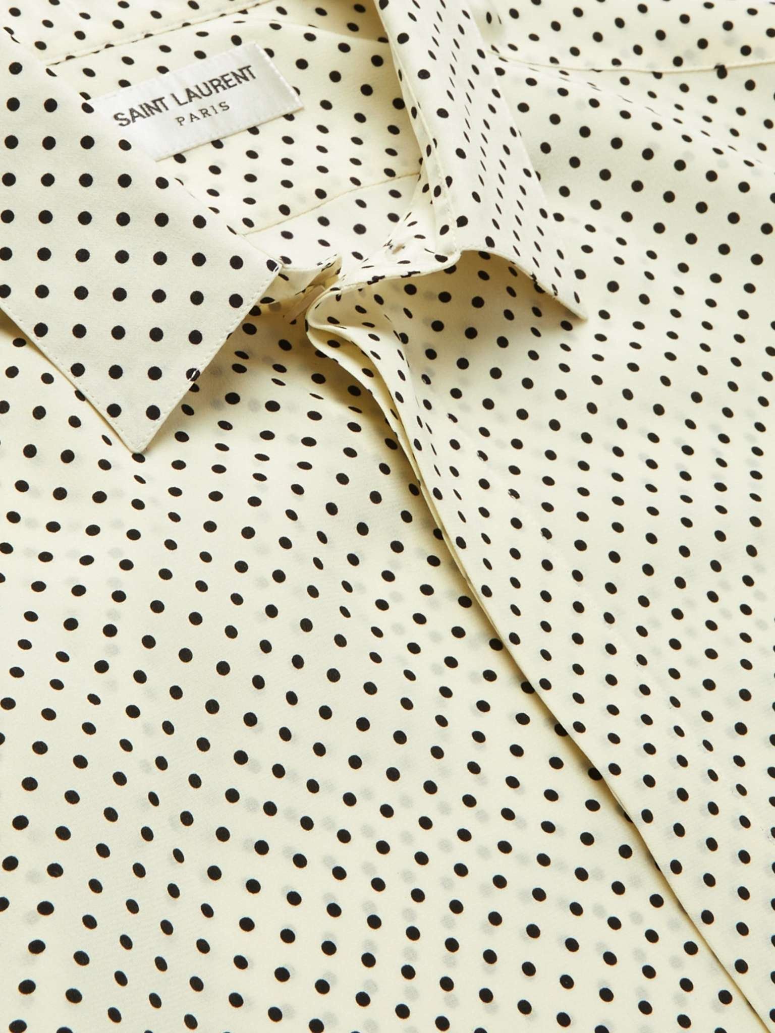 Saint Laurent Paris o1b1hav110425 Shirt in Dotted Crepe De Chine Size US M / EU 48-50 / 2 - 6 Thumbnail