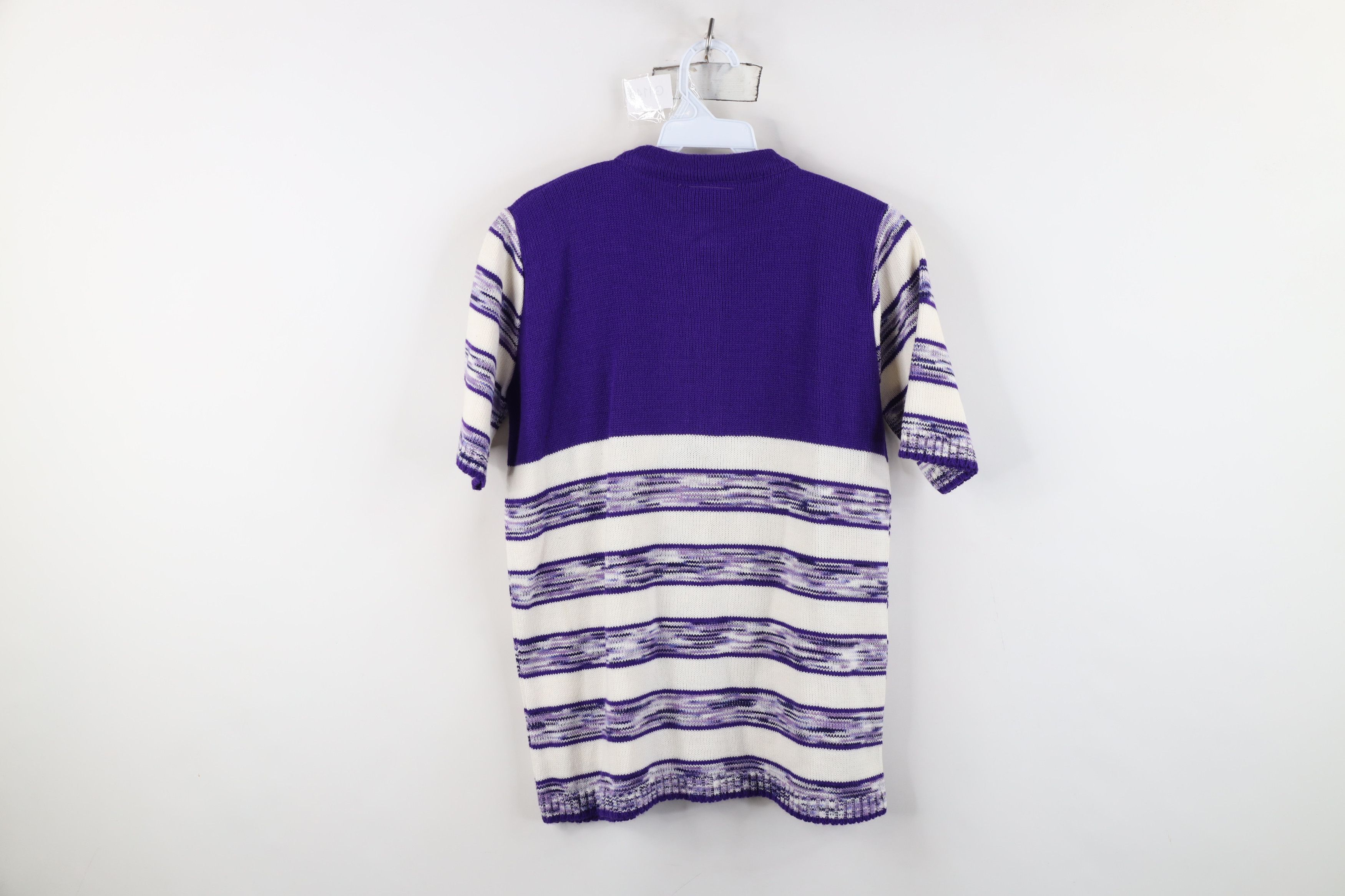 Vintage Vintage 50s 60s Button Striped Knit Short Sleeve Sweater USA Size M / US 6-8 / IT 42-44 - 7 Thumbnail