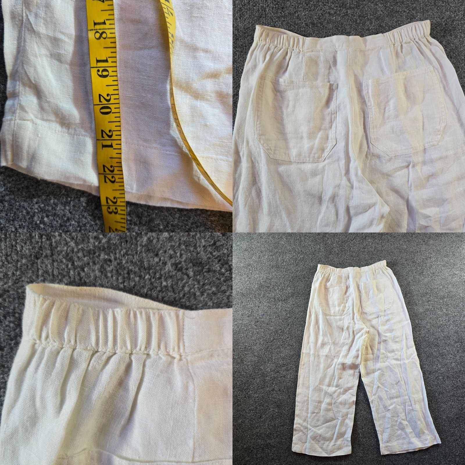 Vintage Chicos Pants Women Size 4 White Linen Floral Painted Art To Wear Artsy Lagenlook Cropped Wide-Leg Casual Size 27" / US 4 / IT 40 - 8 Thumbnail