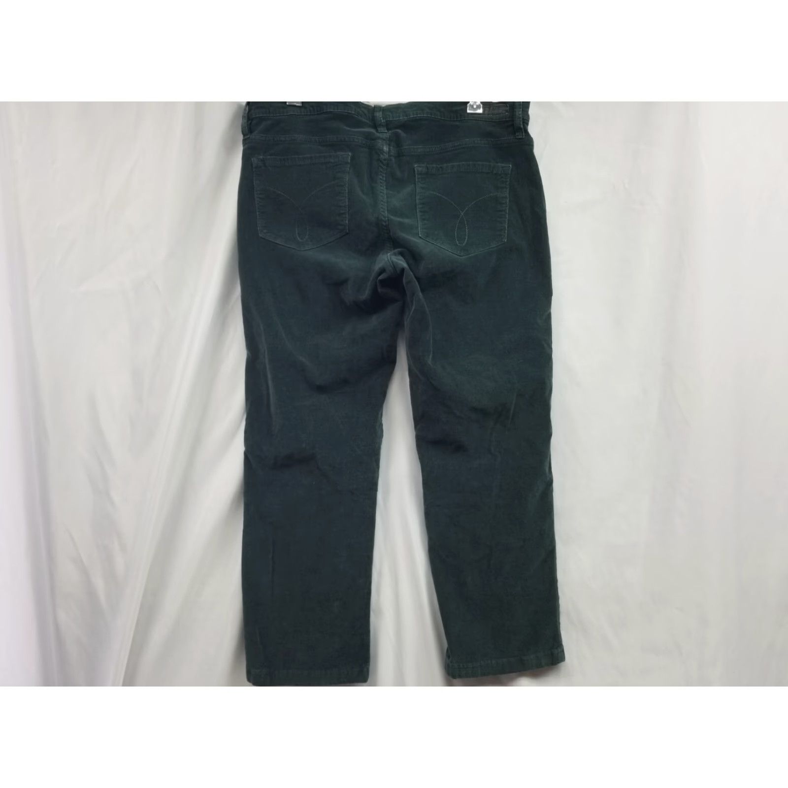 Calvin Klein Calvin Klein Women's Jeans Straight Corduroy Green Size 14 90s Button Dark Jeans Corduroy 100% Cotton Regular Women Size 36" / US 14 / IT 50 - 4 Thumbnail