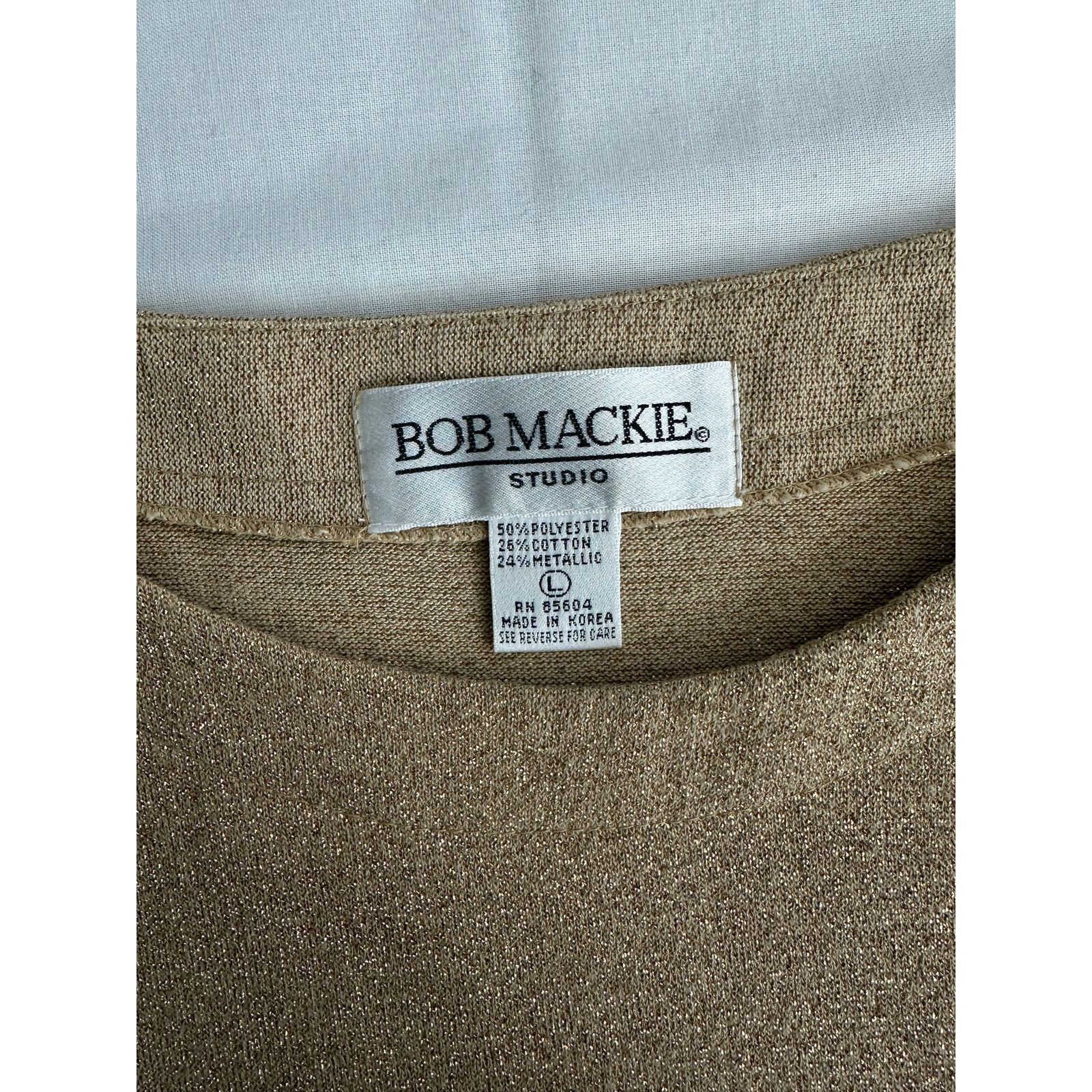 Bob Mackie Vintage Bob Mackie Gold Metallic Knit Tank Top L Size US L / EU 52-54 / 3 - 3 Thumbnail