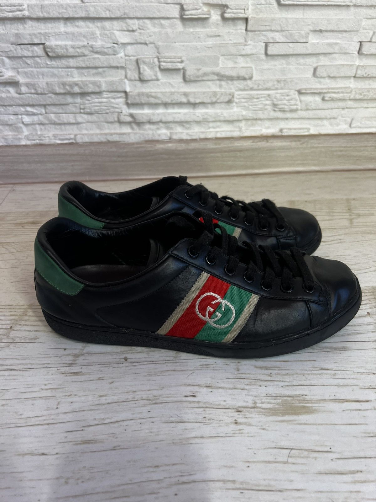 Gucci Gucci Ace Black Leather Sneakers 644749 Size 40 / US 7 Size US 7 / EU 40 - 6 Thumbnail