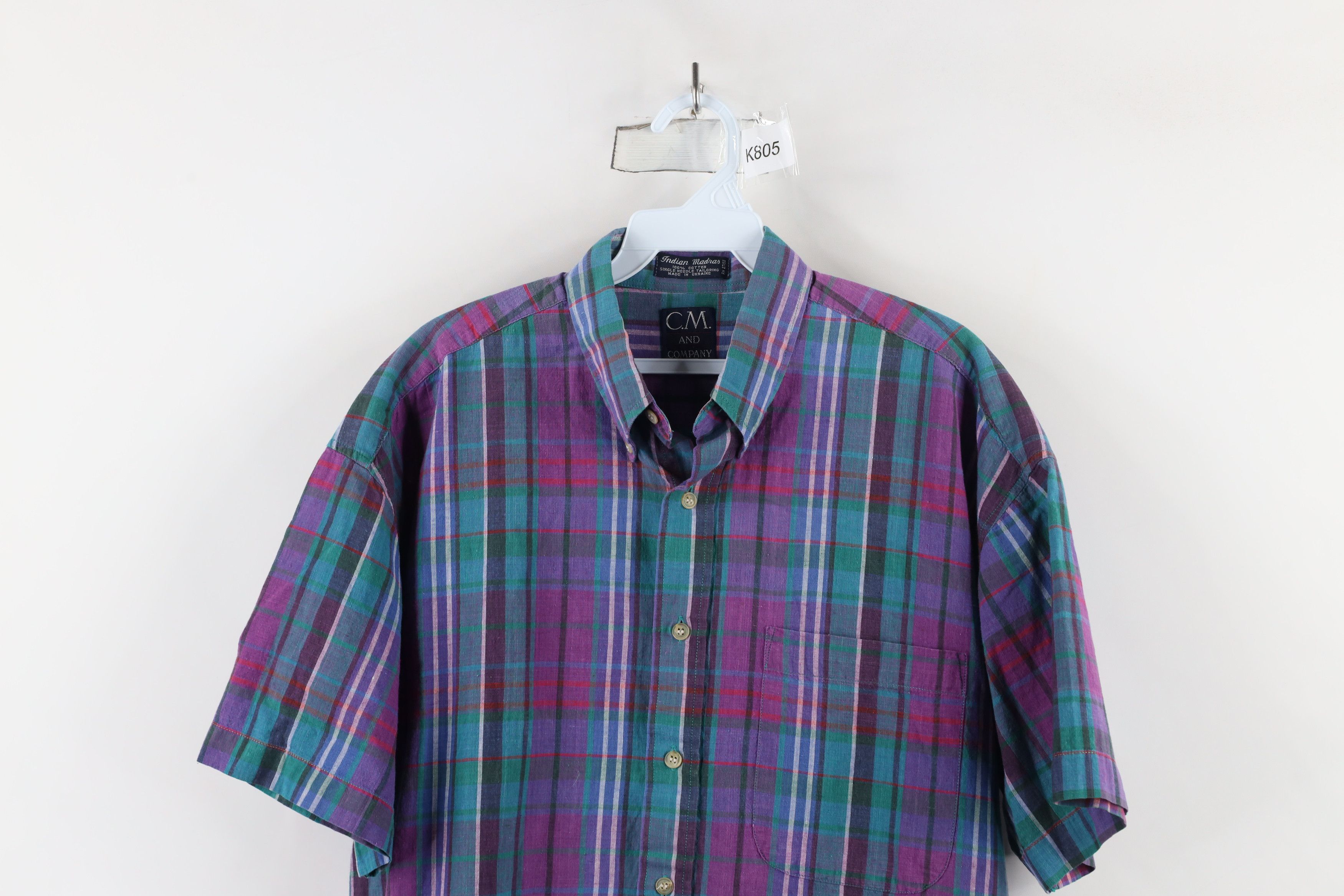 Vintage Vintage 90s Streetwear India Madras Plaid Button Down Shirt Size US M / EU 48-50 / 2 - 2 Thumbnail
