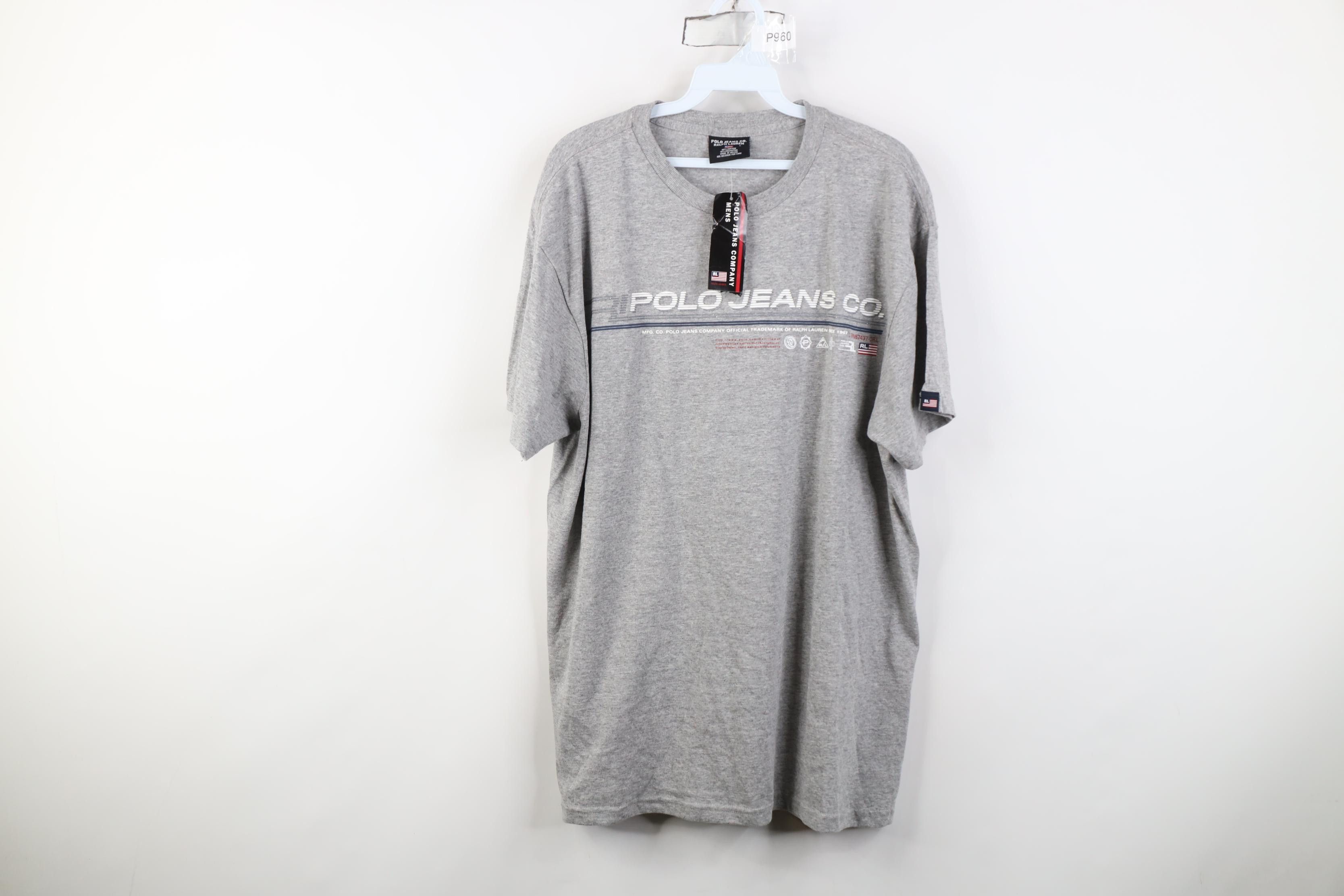 Polo Ralph Lauren Deadstock Vintage 90s Ralph Lauren Striped Logo T-Shirt Gray Size US L / EU 52-54 / 3 - 1 Thumbnail
